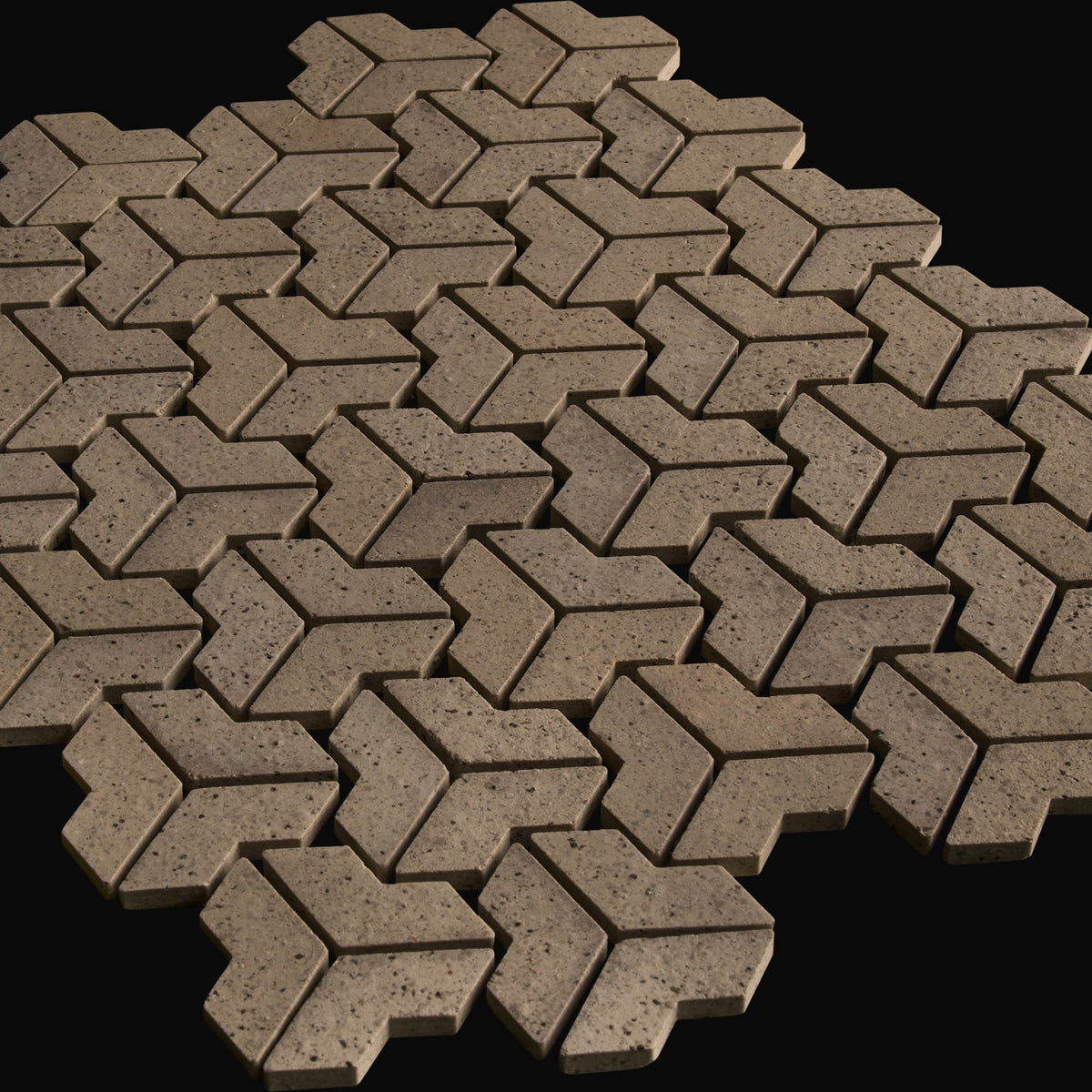 Aya Chevron Y Mount Japanese porcelain mosaic wall tile in Limestone – Mittsu Japanese Tiles