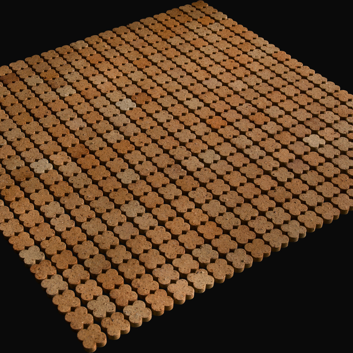 Aya Clover Japanese porcelain mosaic wall tile in Ochre – Mittsu Japanese Tiles