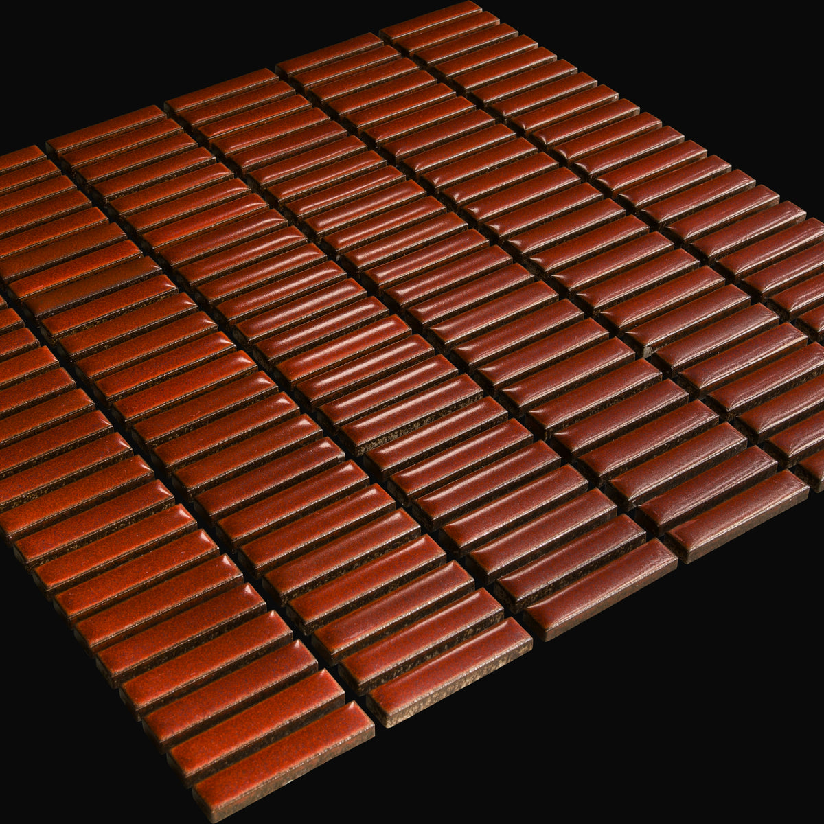Iro Border Japanese porcelain mosaic wall tile in Oxide Red – Mittsu Japanese Tiles