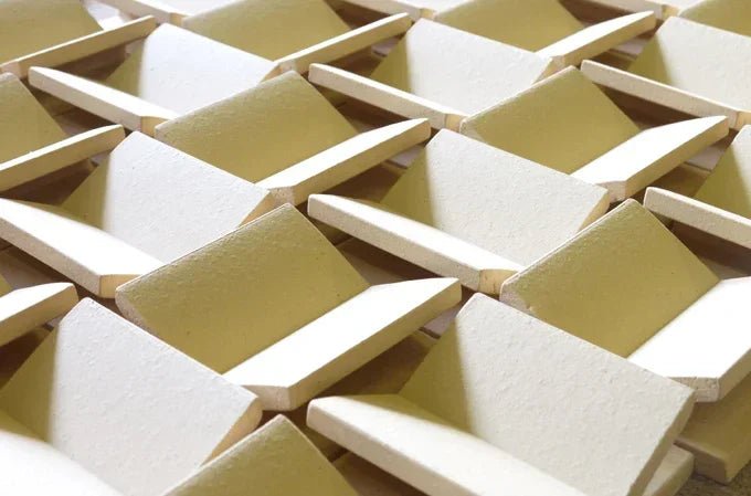 Japanese ceramic wall tiles Butterfly Sample in Haniwa Clay from Mittsu Japanese Tiles