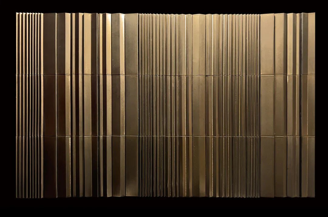 Japanese ceramic wall tiles Hikari Flow in Matt Gold from Mittsu Japanese Tiles