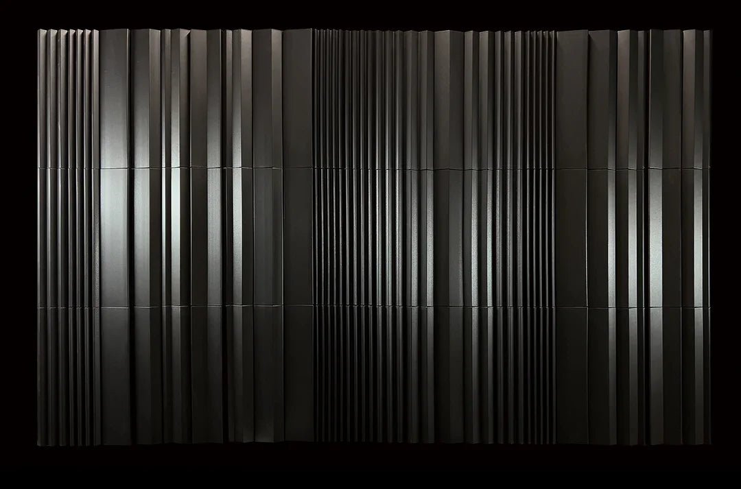 Japanese ceramic wall tiles Hikari Flow in Matt Black from Mittsu Japanese Tiles