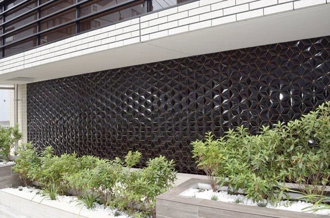 Japanese ceramic wall tiles Hishigata Sample in White from Mittsu Japanese Tiles