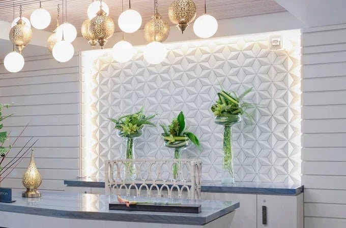 Japanese ceramic wall tiles Hishigata Sample in White from Mittsu Japanese Tiles