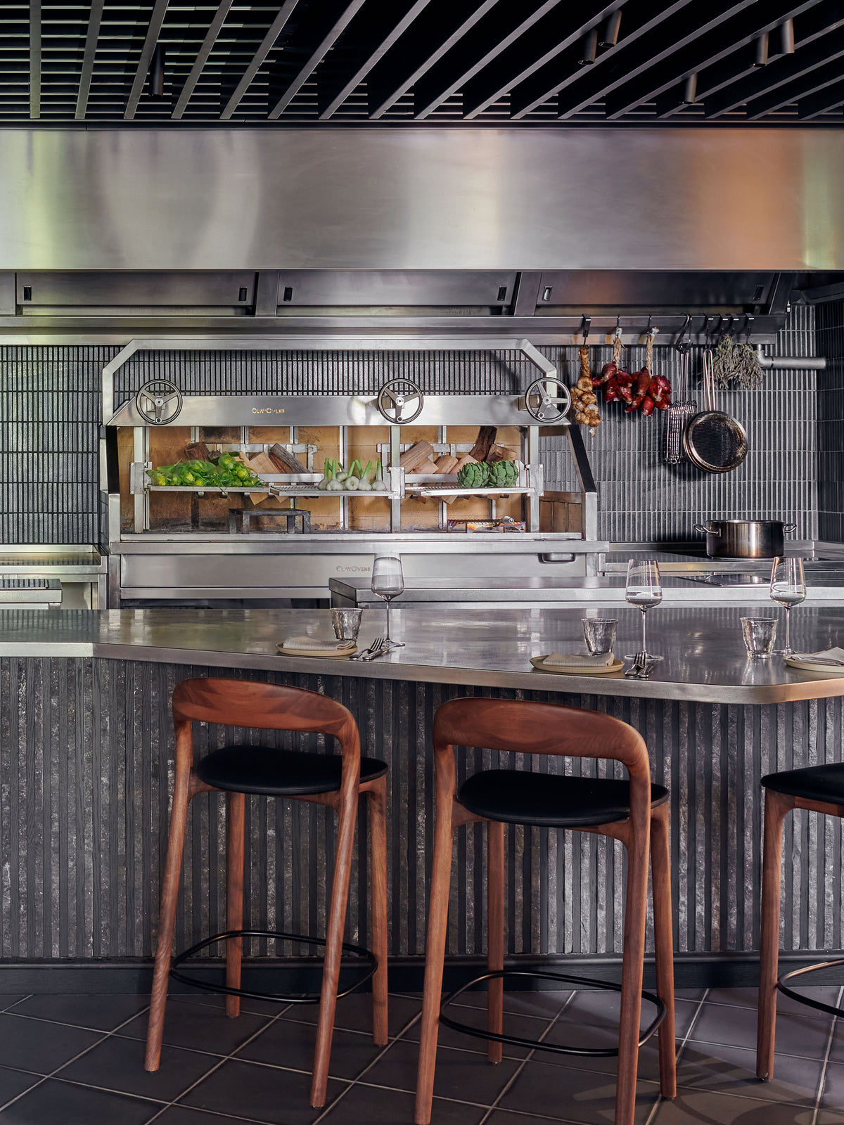 Jin floor tile and Kaji Border Wrought Iron at Nela restaurant
