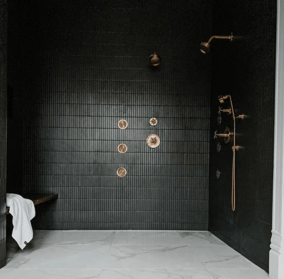 Japanese ceramic wall tiles Kaji Border in Vintage Green from Mittsu Japanese Tiles