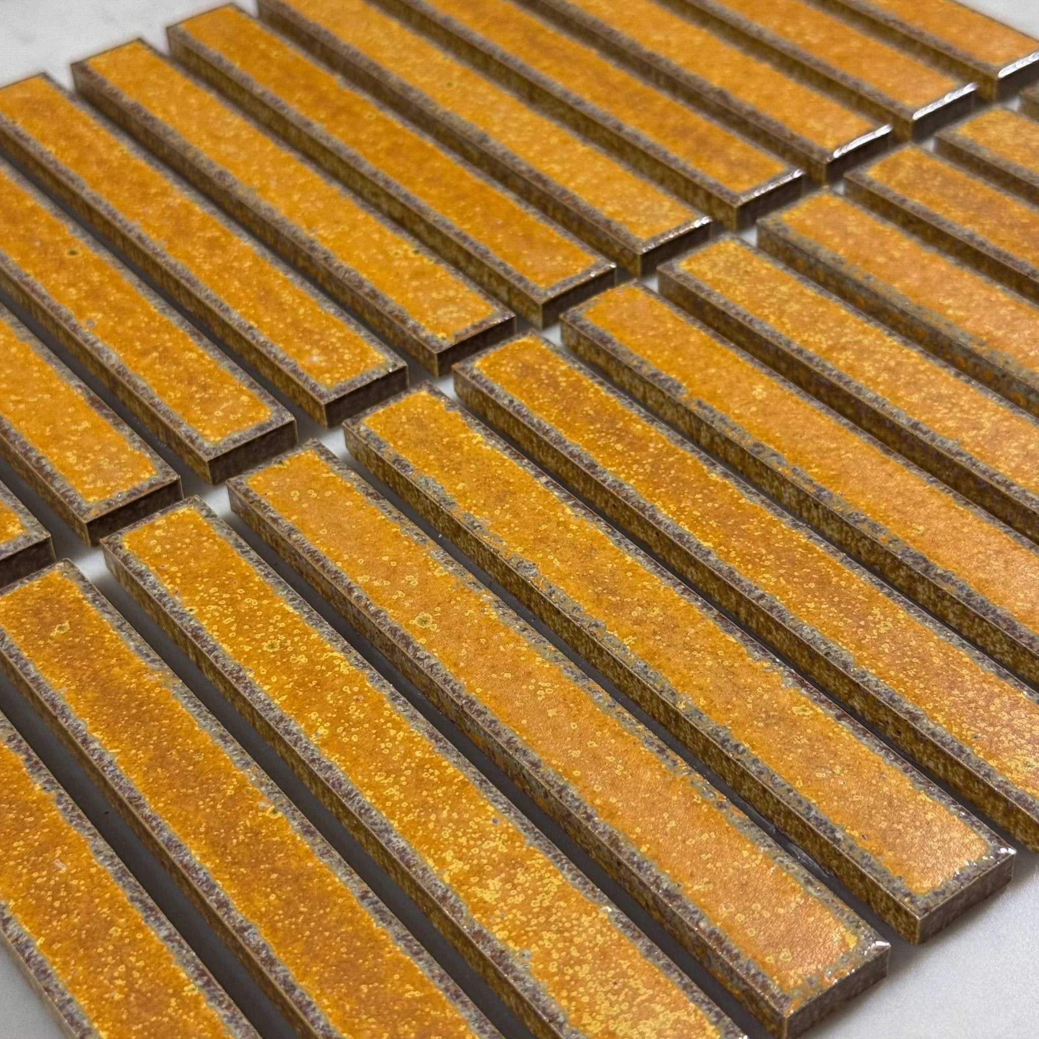 Japanese ceramic wall tiles Kaji Border in Autumn Leaves from Mittsu Japanese Tiles