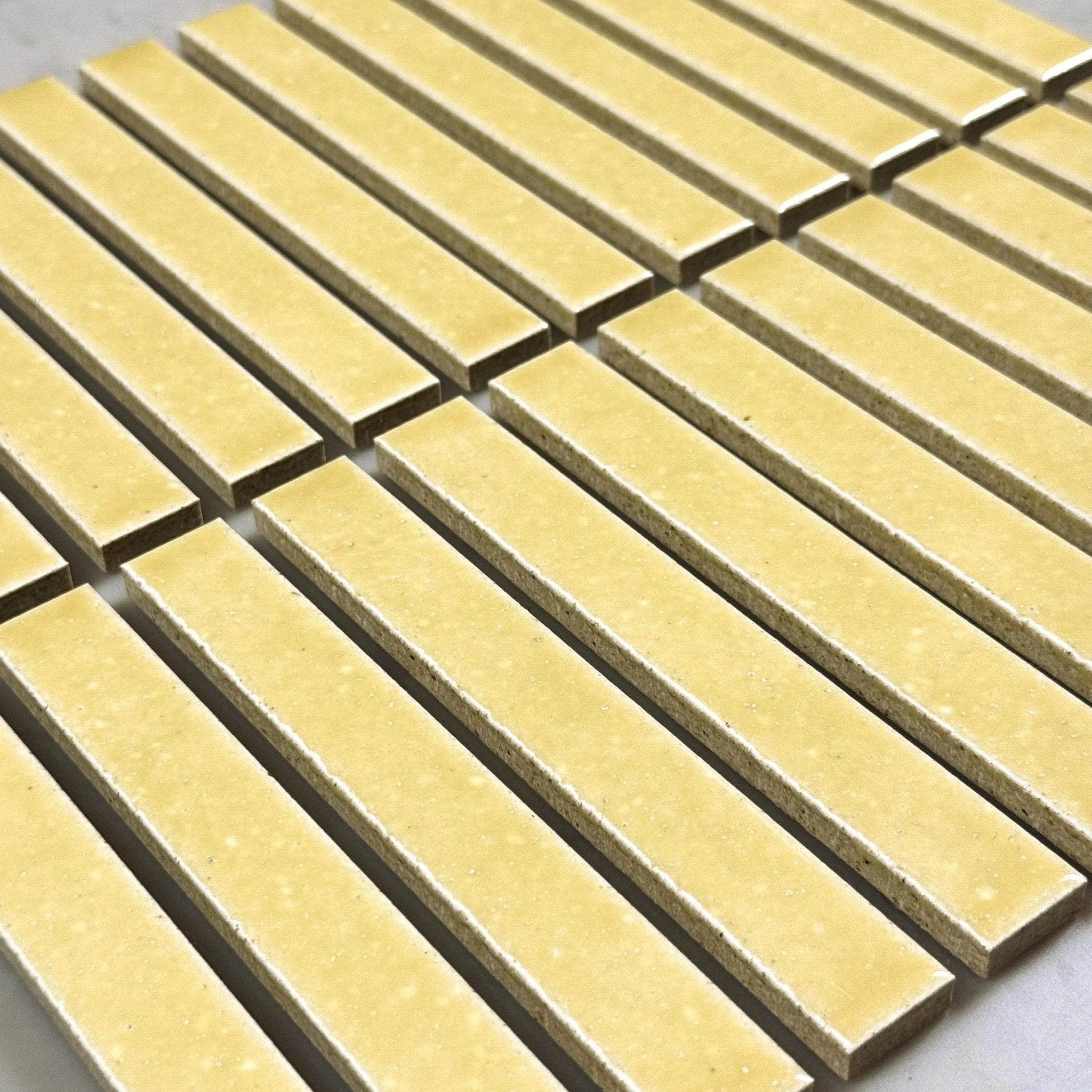 Japanese ceramic wall tiles Kaji Border in Mustard from Mittsu Japanese Tiles