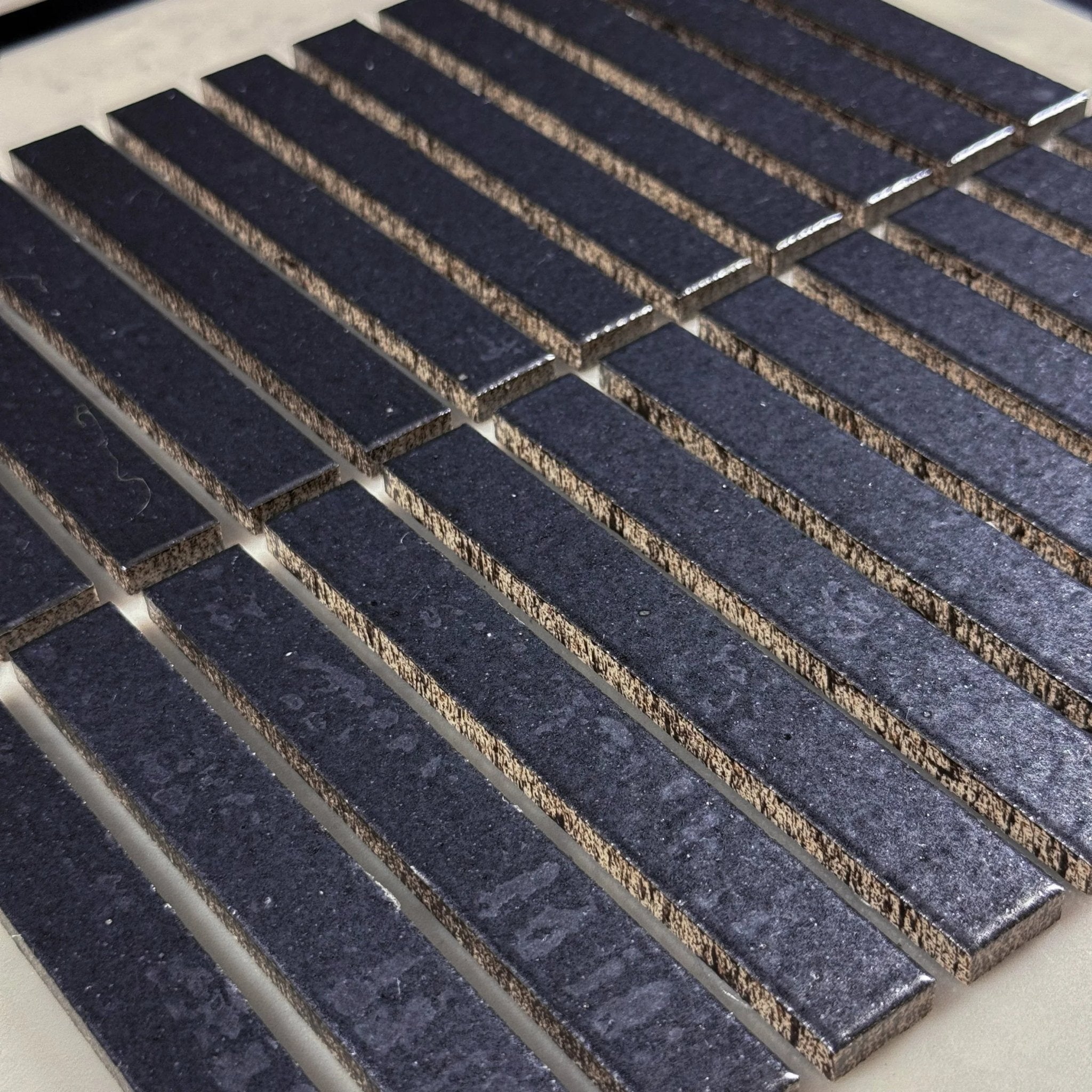 Japanese ceramic wall tiles Kaji Border Sample in Wrought Iron from Mittsu Japanese Tiles