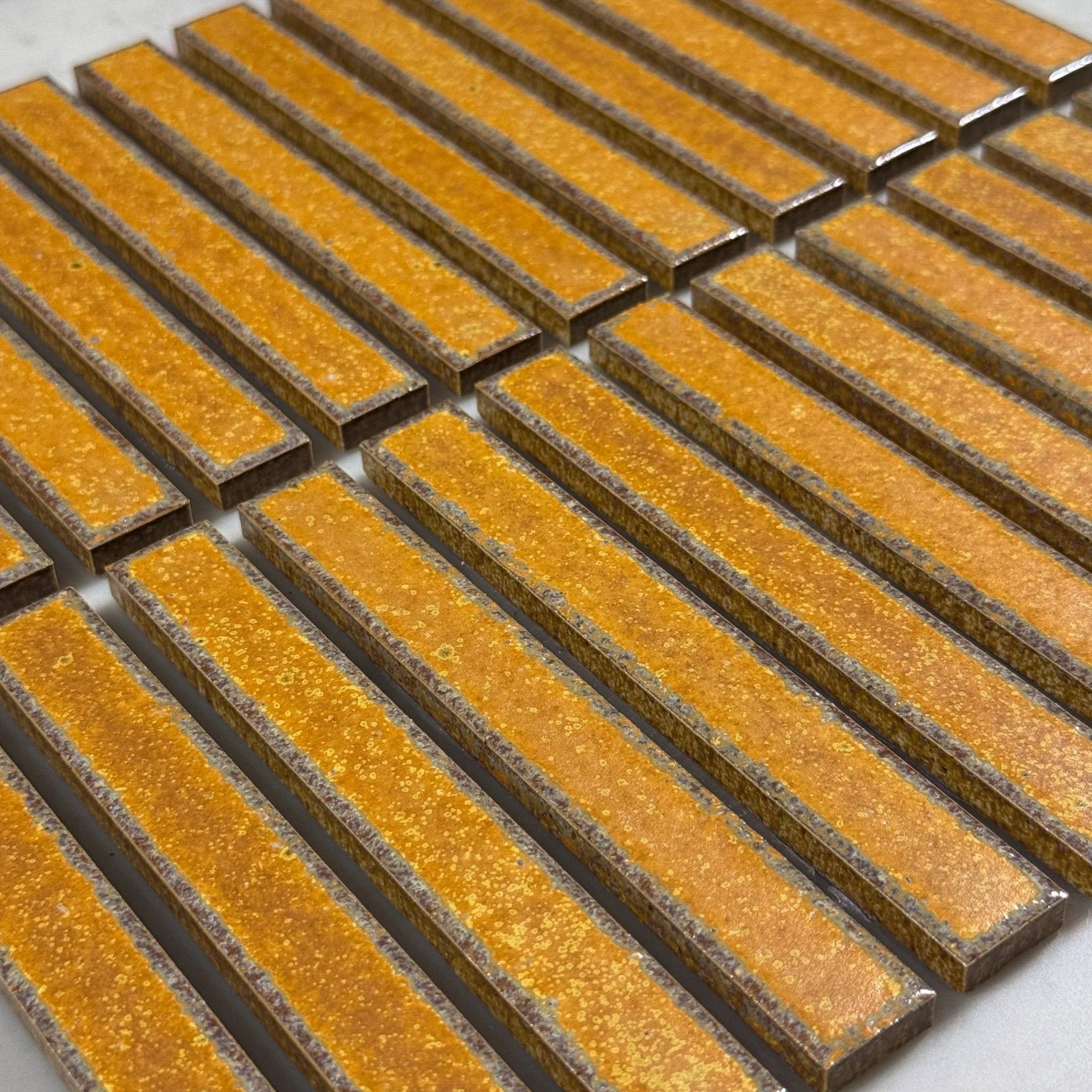 Japanese ceramic wall tiles Kaji Border Sample in Autumn Leaves from Mittsu Japanese Tiles