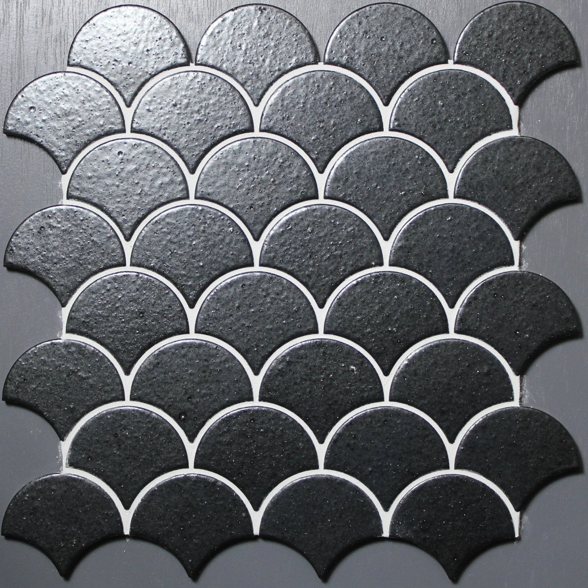 Japanese ceramic wall tiles Kaji Hamon Sample in Wrought Iron from Mittsu Japanese Tiles