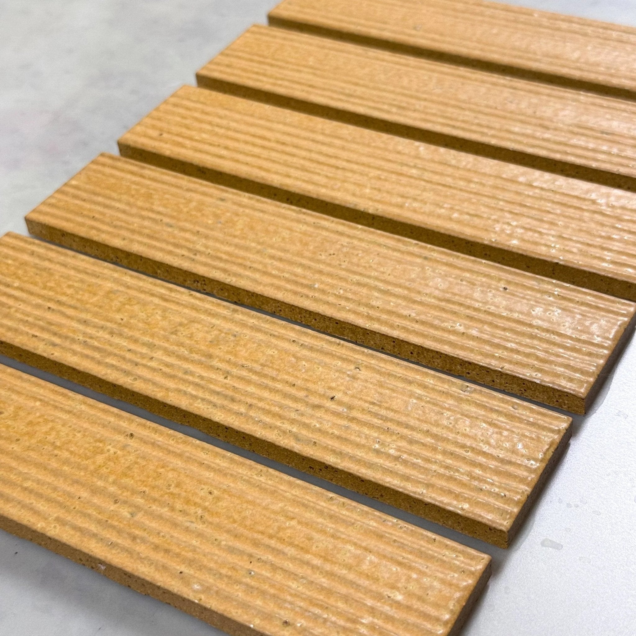 Japanese ceramic wall tiles Kaji Juhi in Golden Brown from Mittsu Japanese Tiles