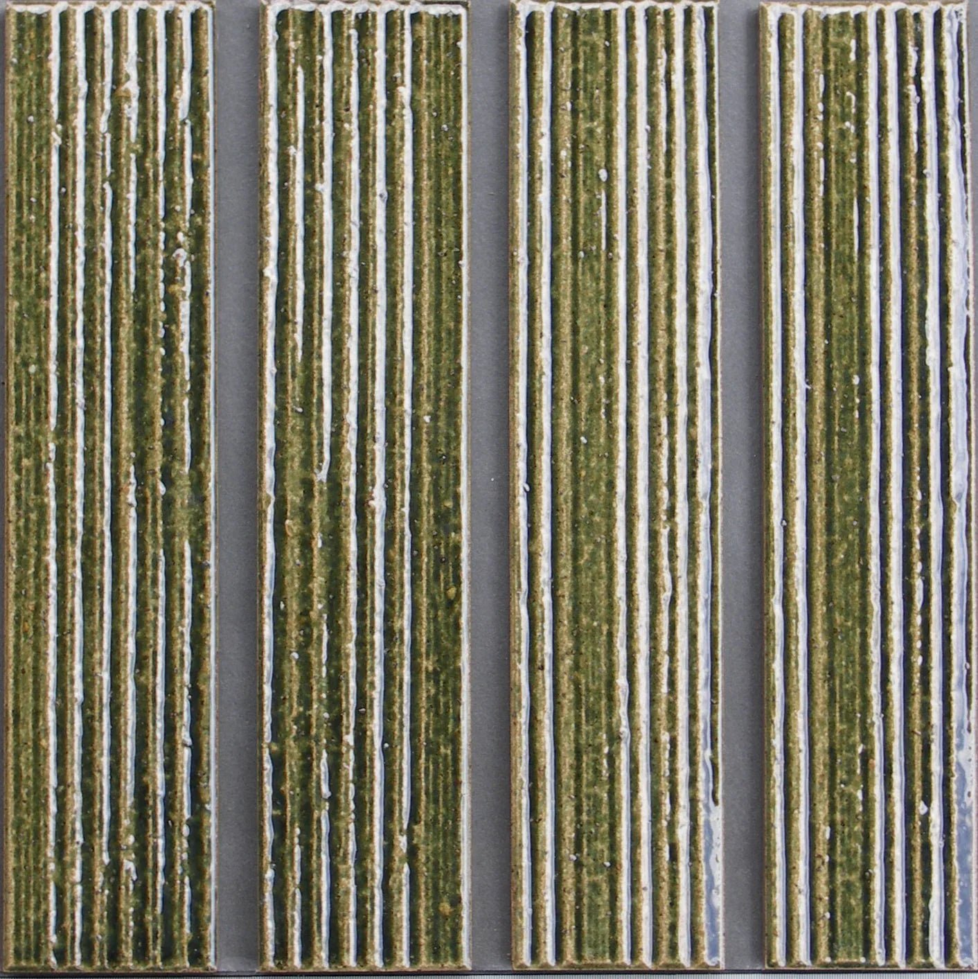 Japanese ceramic wall tiles Kaji Juhi Sample in Vintage Green from Mittsu Japanese Tiles