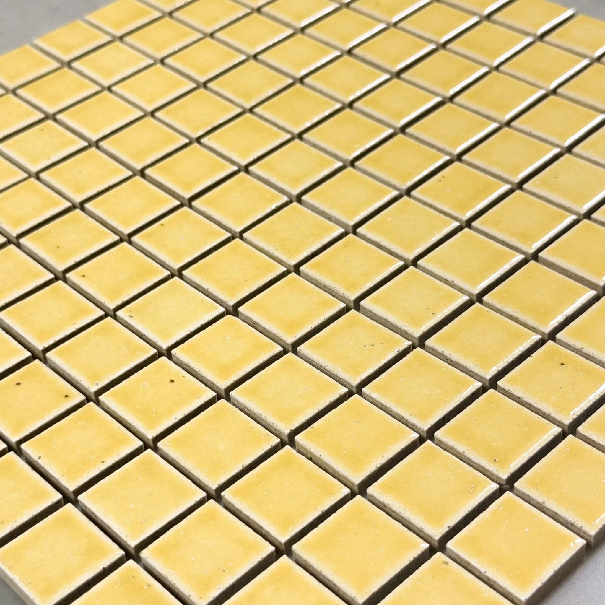 Japanese ceramic wall tiles Kaji Ko in Mustard from Mittsu Japanese Tiles