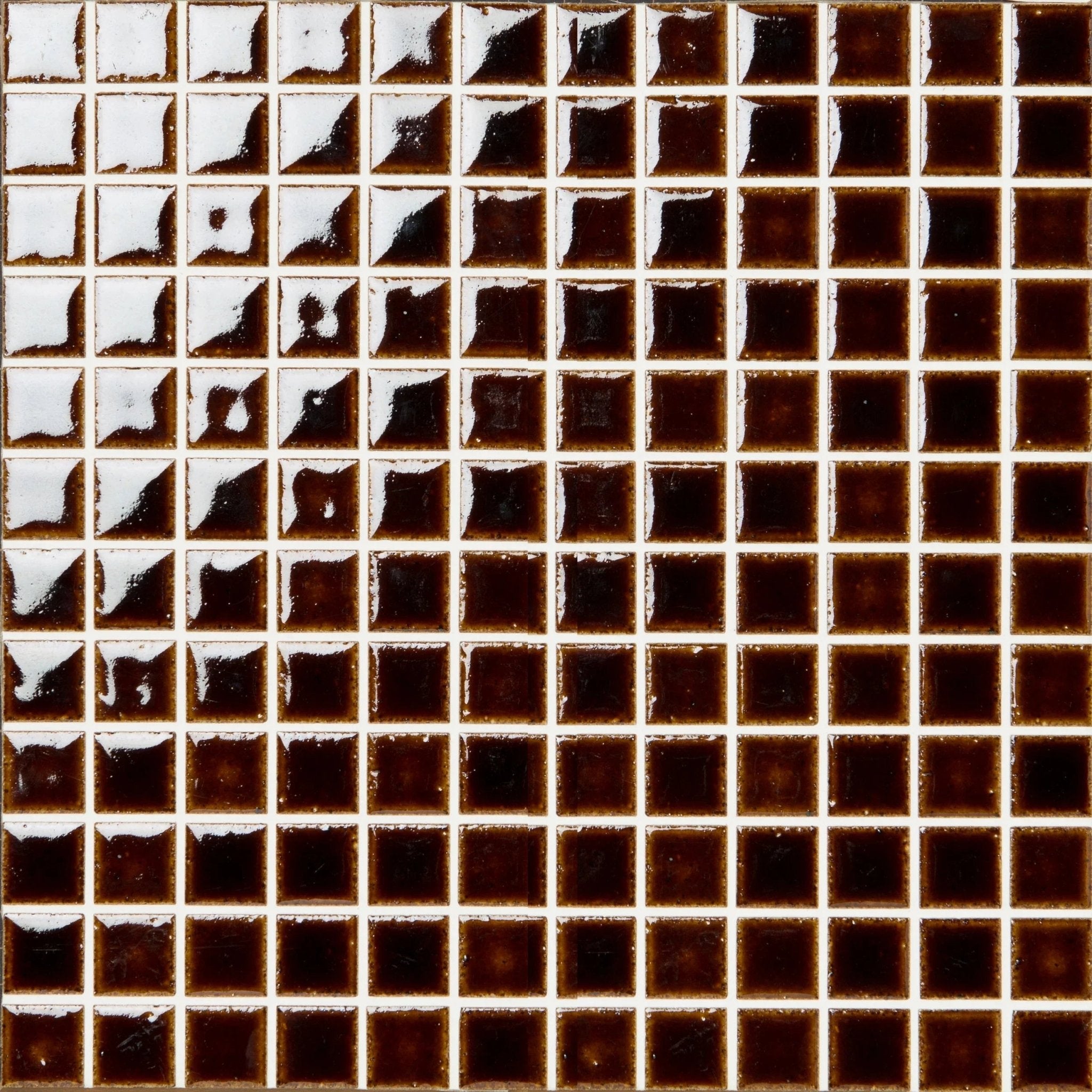Japanese ceramic wall tiles Kaji Ko Sample in Burnt Russet from Mittsu Japanese Tiles