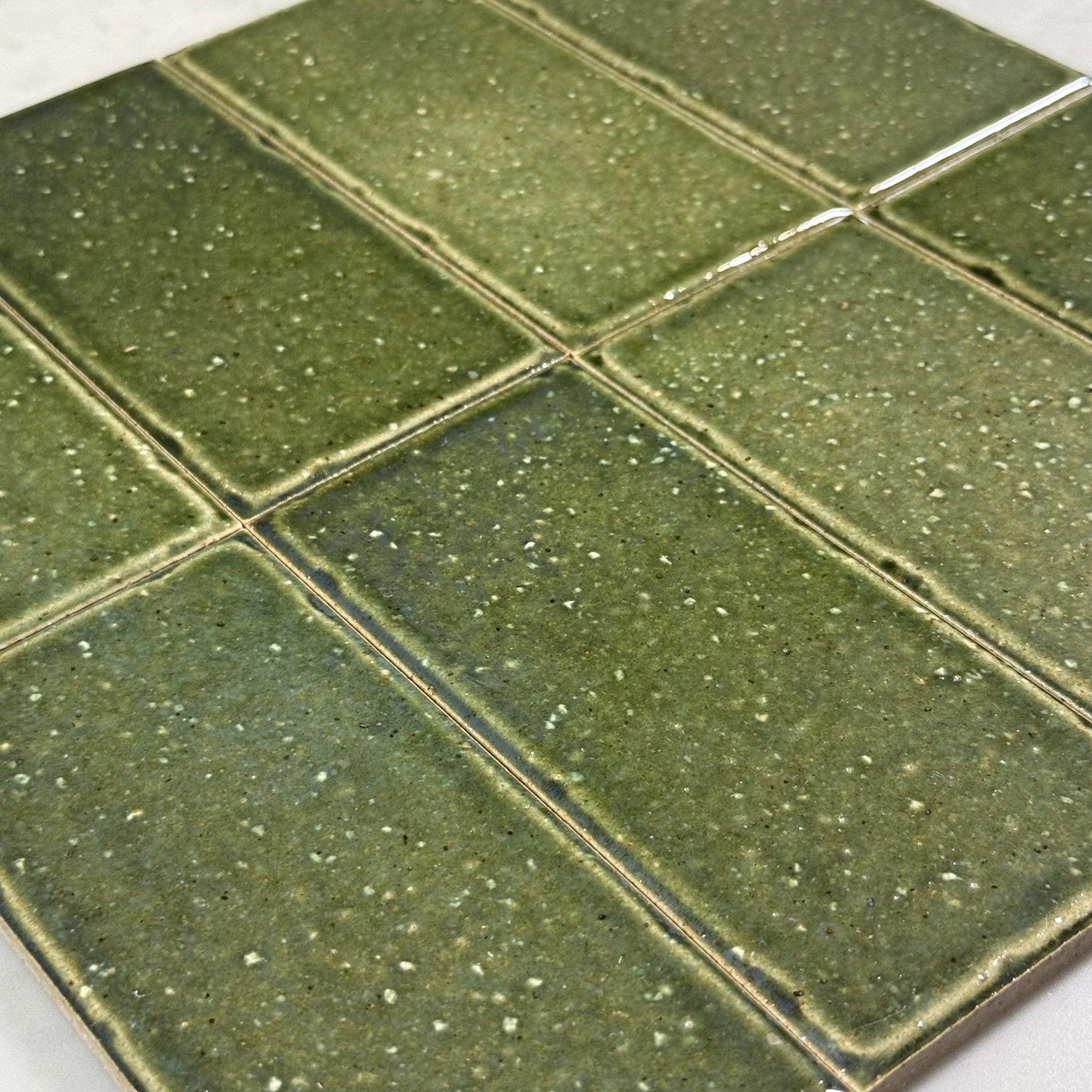 Japanese ceramic wall tiles Kaji Kukei in Vintage Green from Mittsu Japanese Tiles