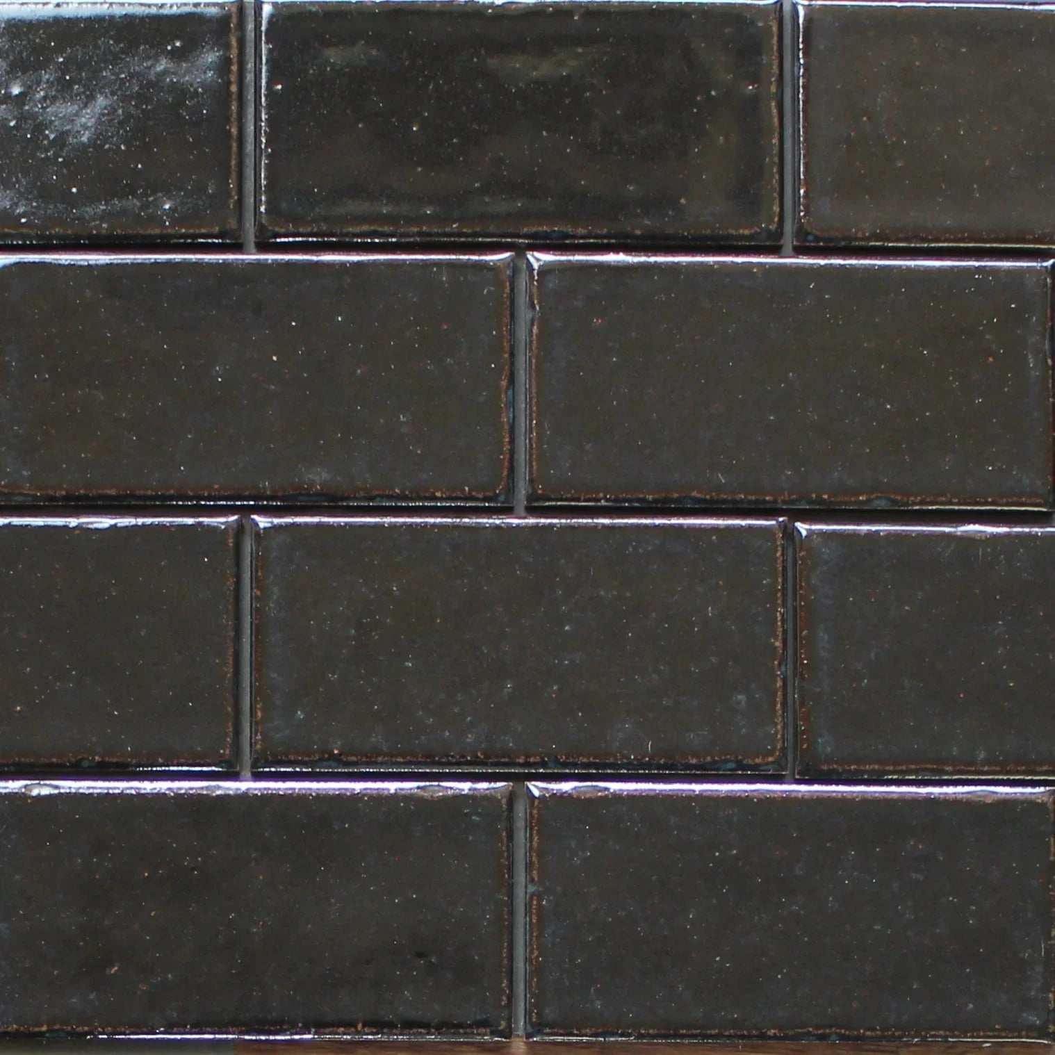 Japanese ceramic wall tiles Kaji Kukei Sample in Liquorice from Mittsu Japanese Tiles