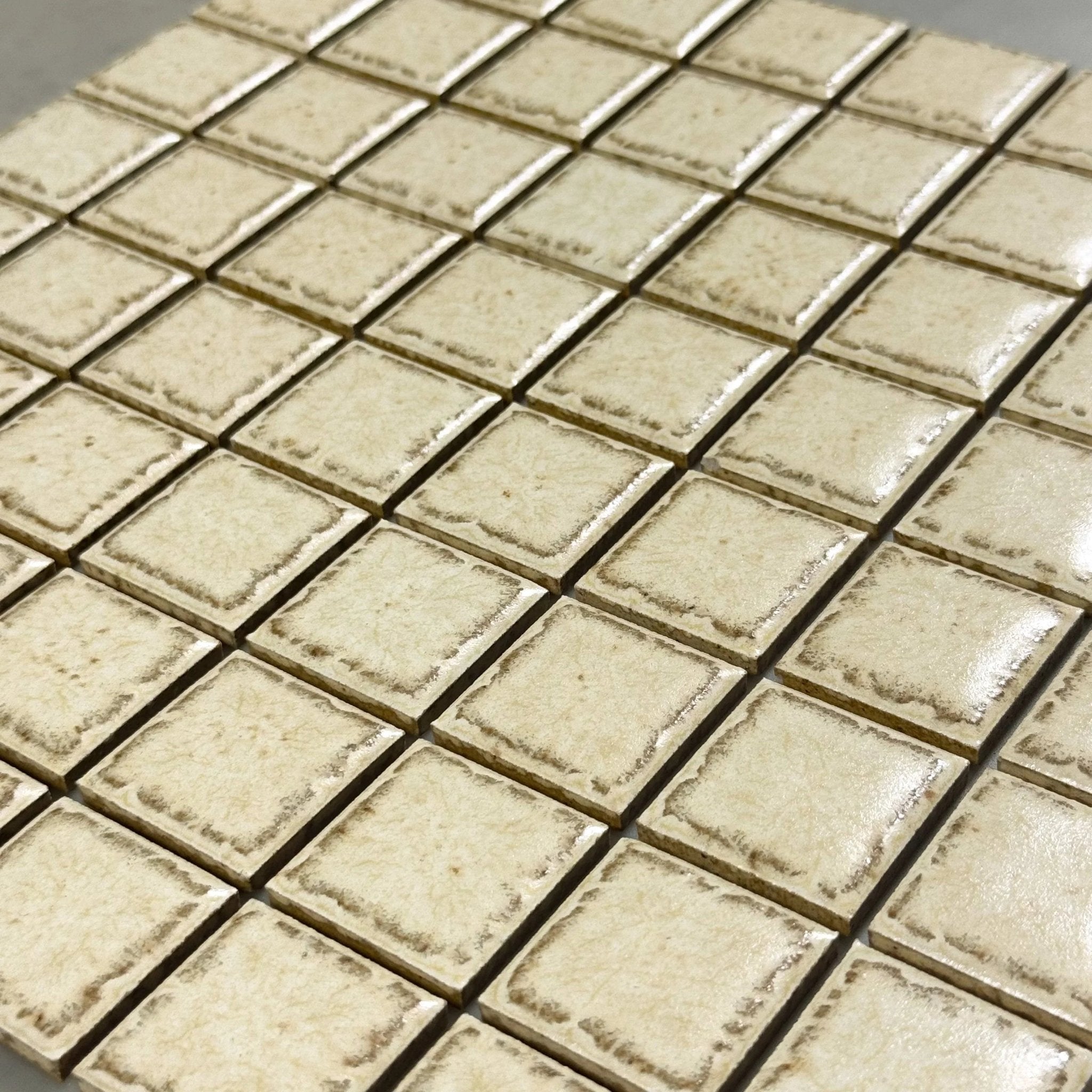 Japanese ceramic wall tiles Kaji Naka in Oat from Mittsu Japanese Tiles