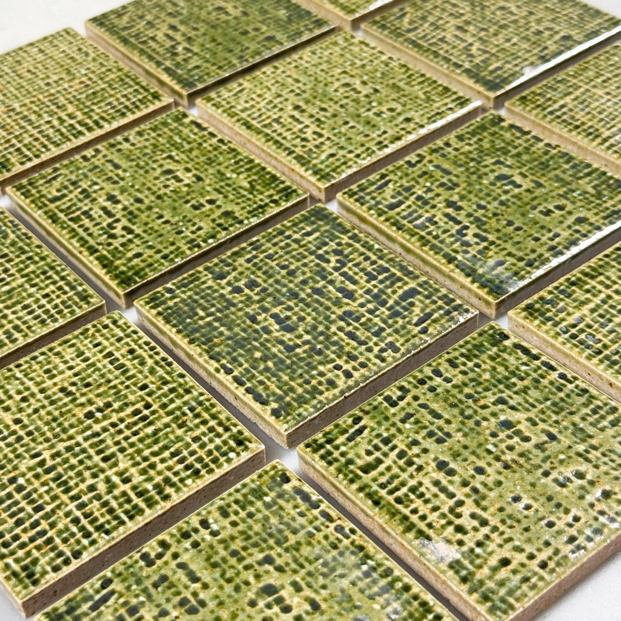 Japanese ceramic wall tiles Kaji Oki in Vintage Green from Mittsu Japanese Tiles