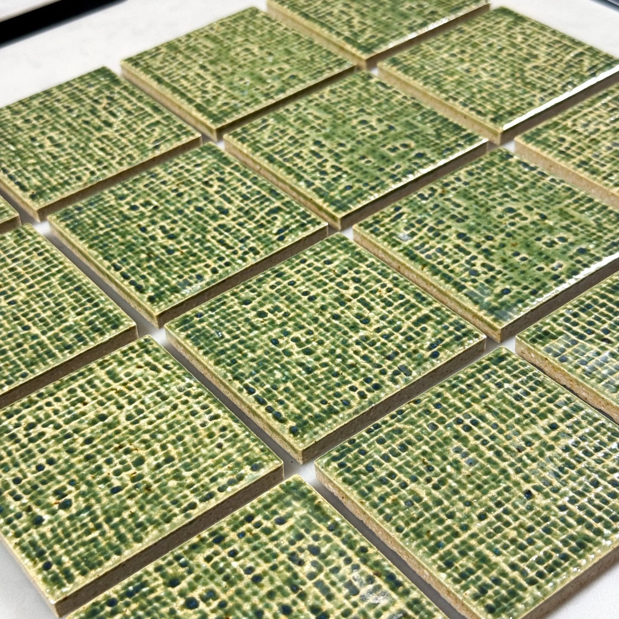 Japanese ceramic wall tiles Kaji Oki in Rifle Green from Mittsu Japanese Tiles