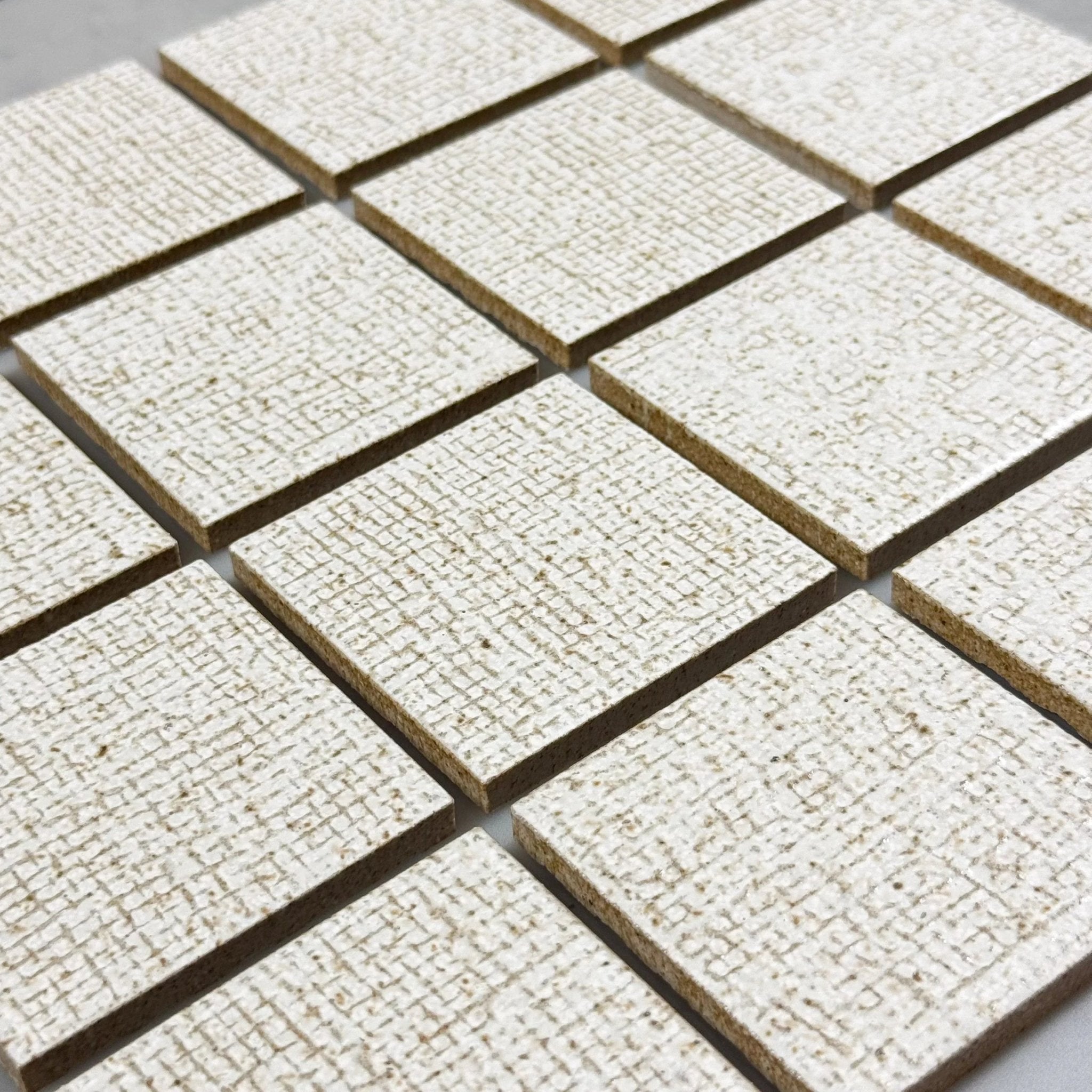 Japanese ceramic wall tiles Kaji Oki in Speckled Cream from Mittsu Japanese Tiles