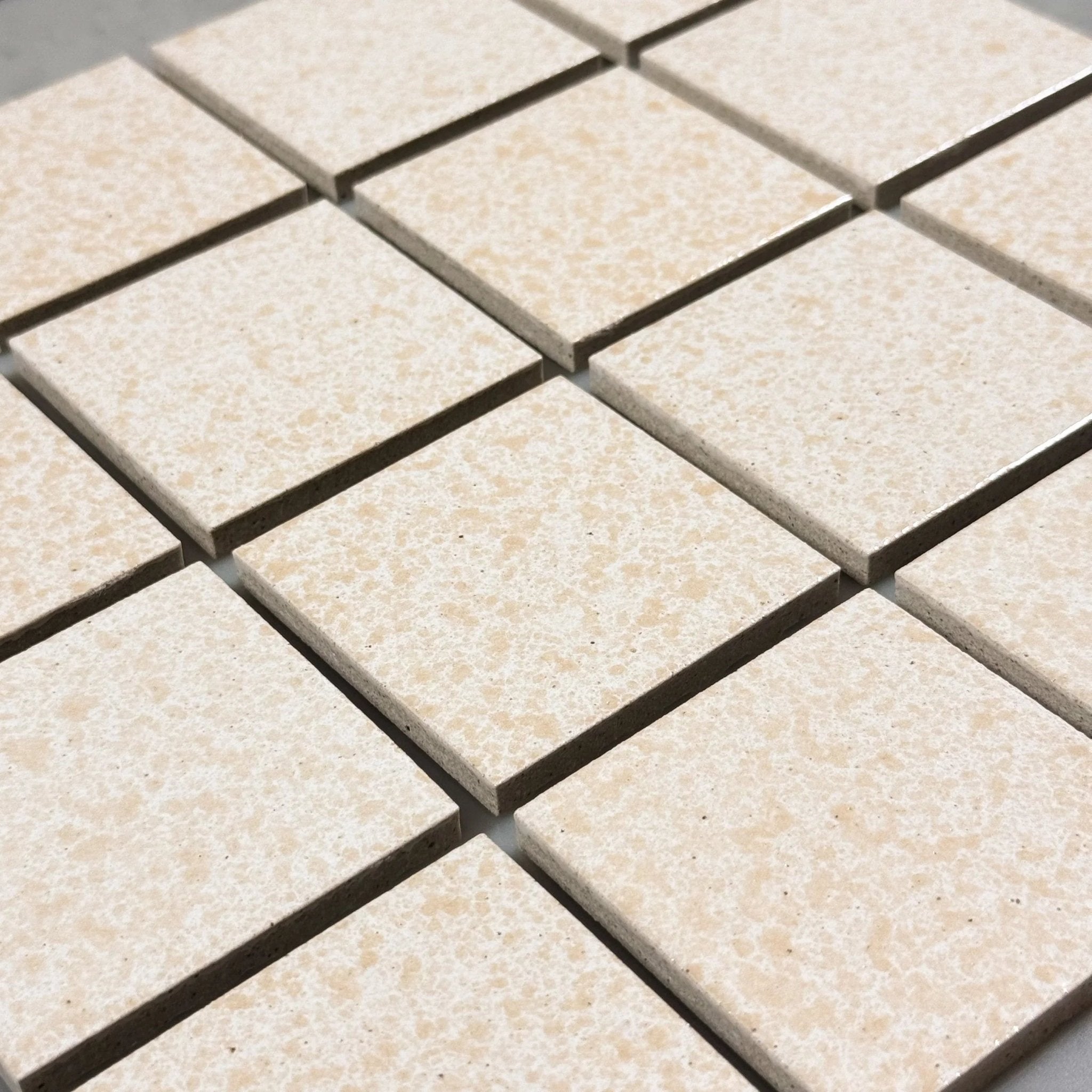 Japanese ceramic wall tiles Kaji Oki in Vanilla from Mittsu Japanese Tiles
