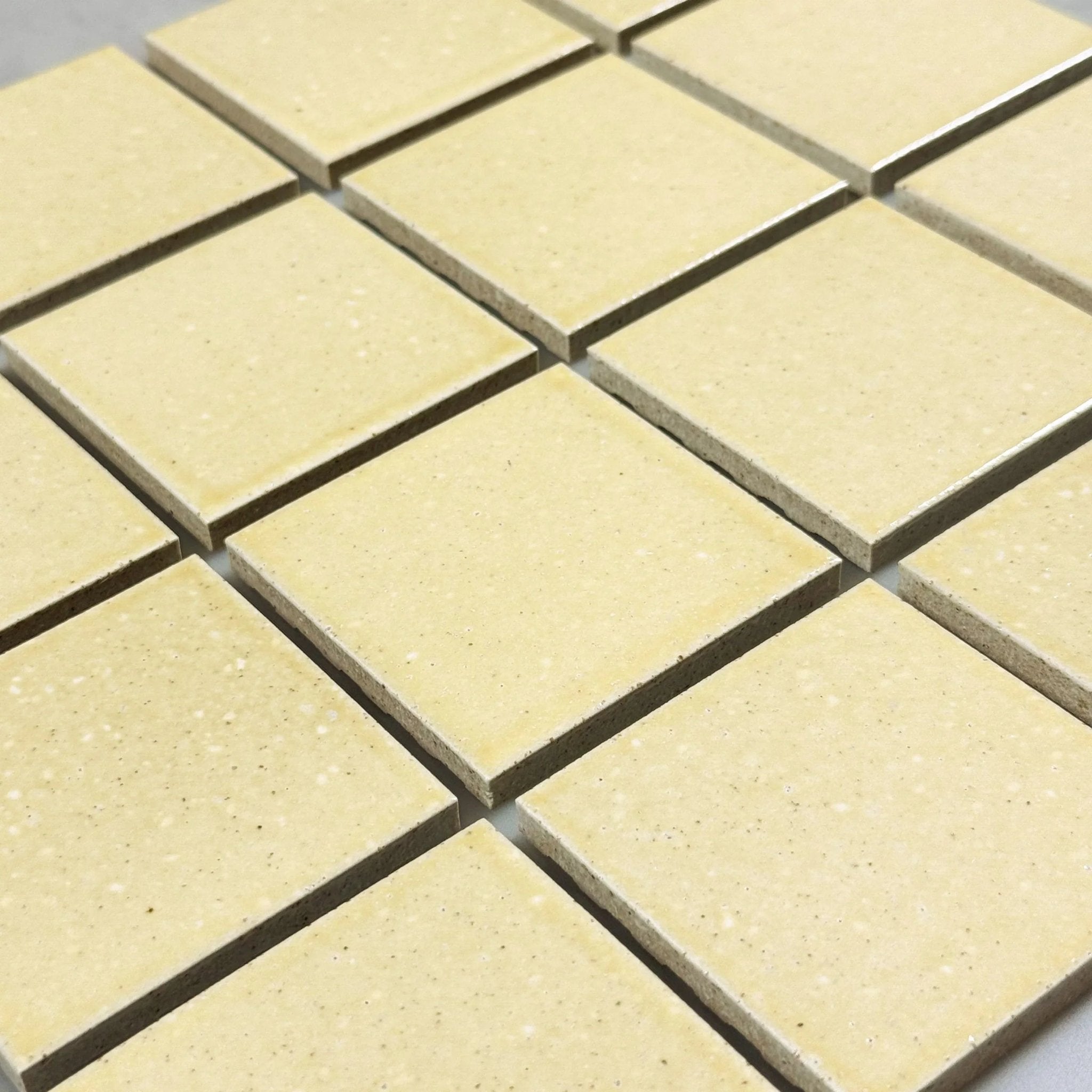 Japanese ceramic wall tiles Kaji Oki in Mustard from Mittsu Japanese Tiles