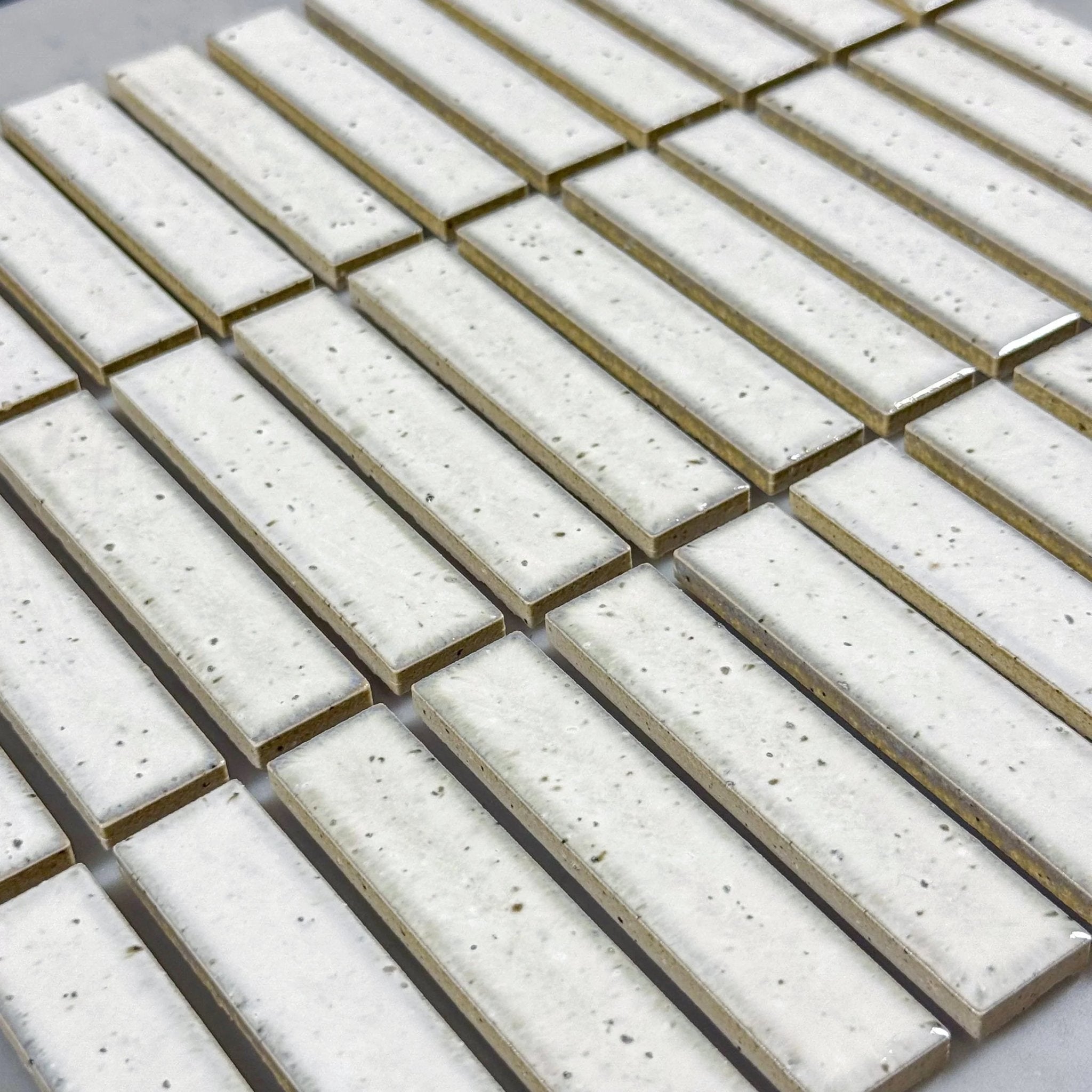 Japanese ceramic wall tiles Kogarana Sample in Oyster Frost from Mittsu Japanese Tiles