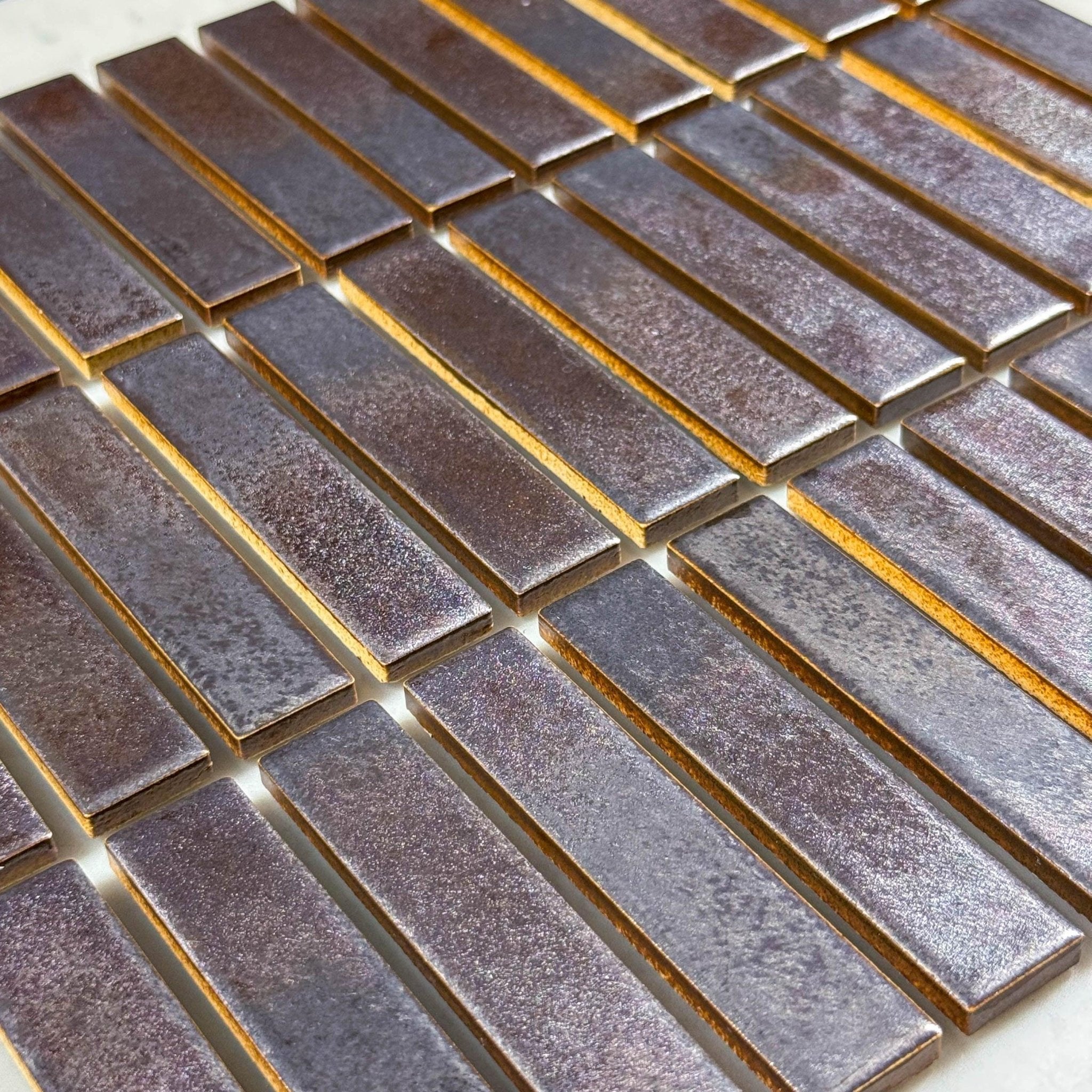 Japanese ceramic wall tiles Kogarana Sample in Black Lava from Mittsu Japanese Tiles