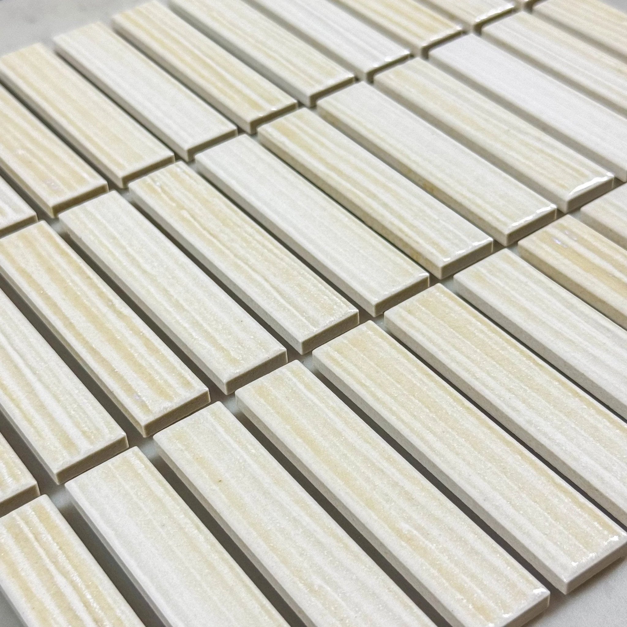 Japanese ceramic wall tiles Kogarana Sample in Suna Beige from Mittsu Japanese Tiles
