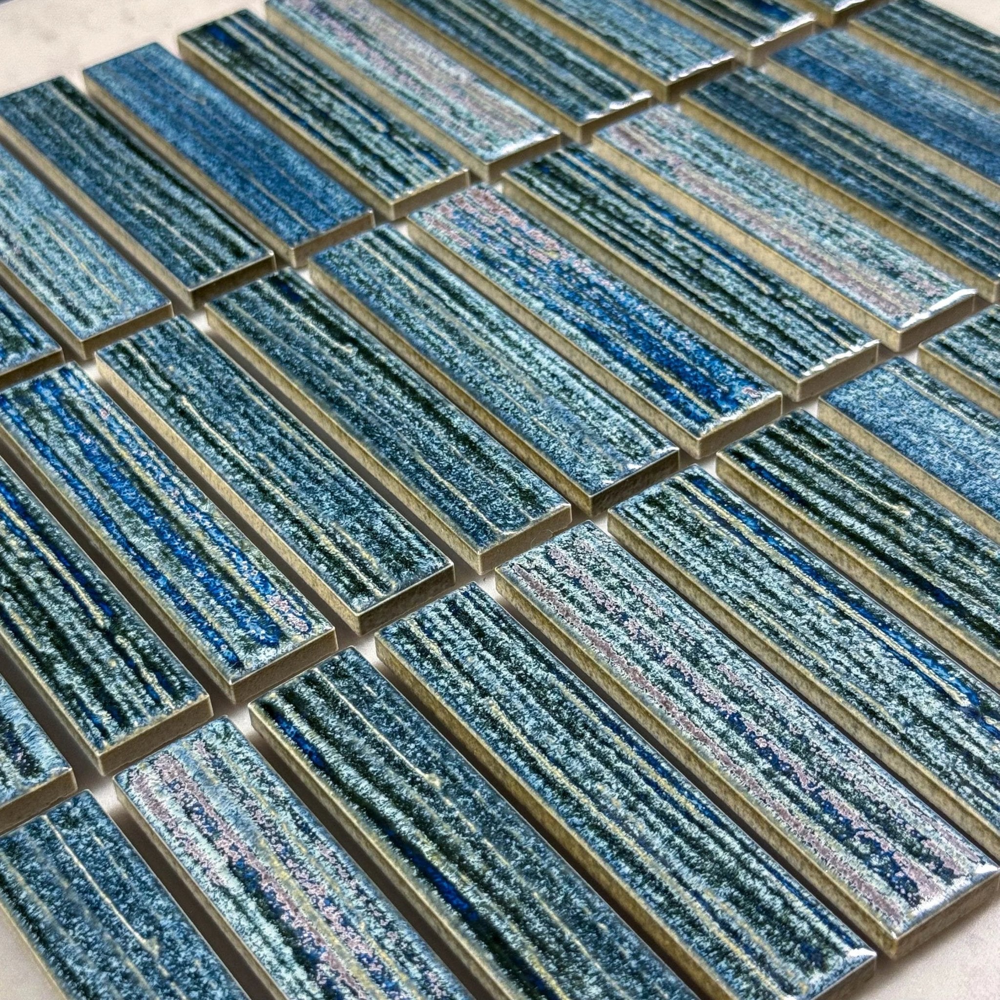 Japanese ceramic wall tiles Kogarana Sample in Kurai from Mittsu Japanese Tiles