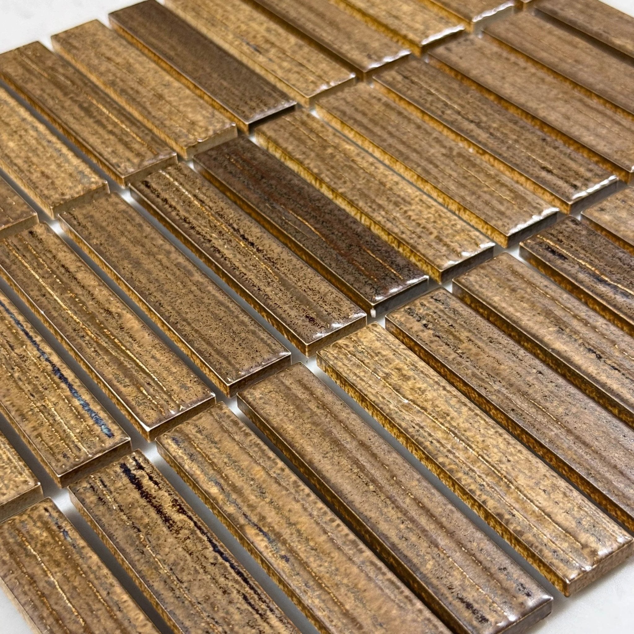 Japanese ceramic wall tiles Kogarana Sample in Cacao from Mittsu Japanese Tiles