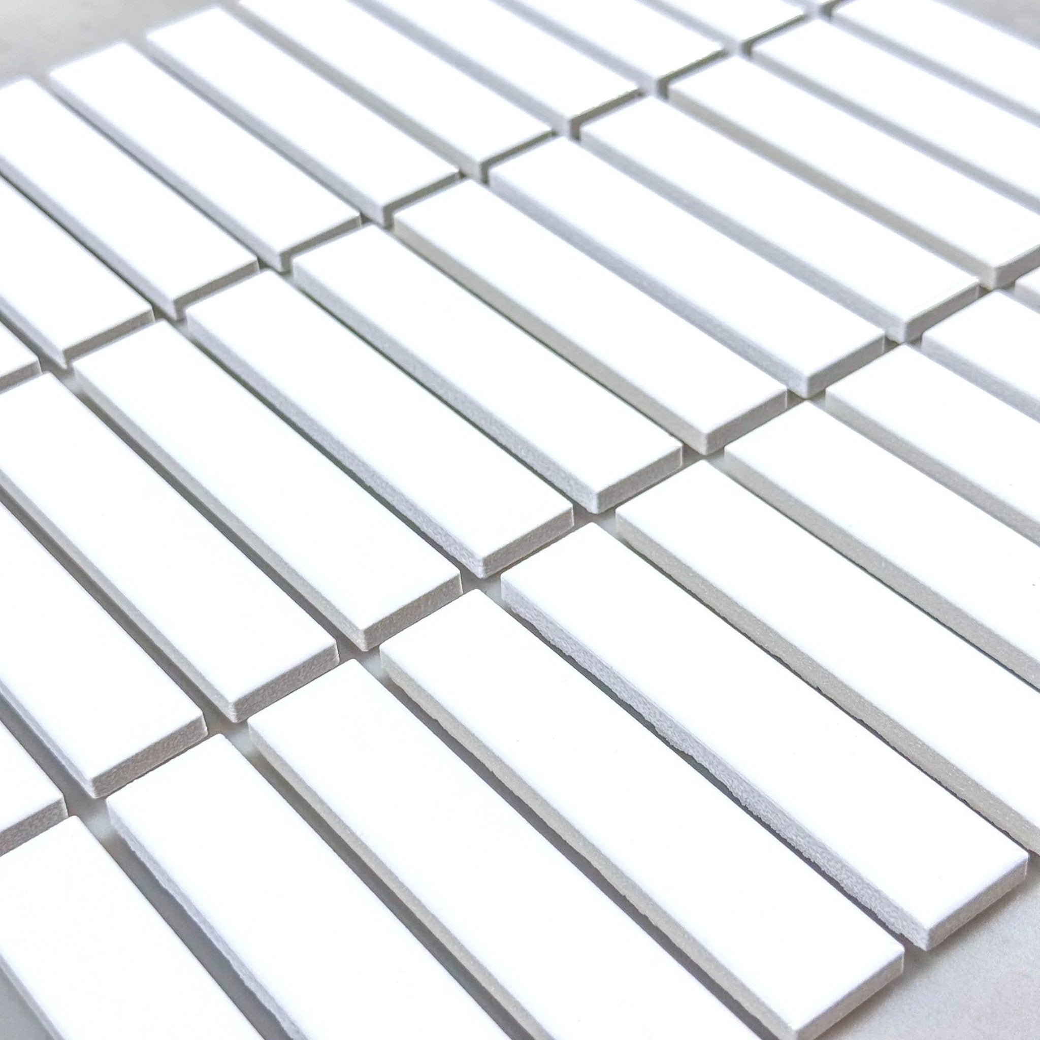 Japanese ceramic wall tiles Kogarana Sample in Gloss White from Mittsu Japanese Tiles