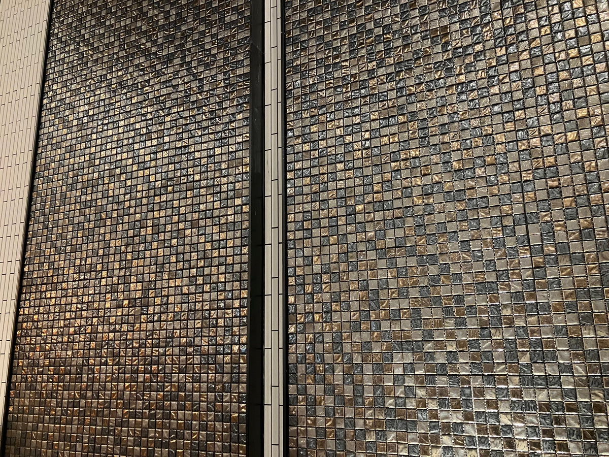 Japanese ceramic wall tiles Kurai Kin Sample in Mosaic from Mittsu Japanese Tiles
