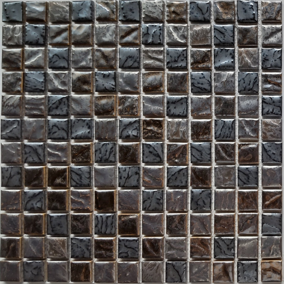 Japanese ceramic wall tiles Kurai Kin Sample in Mosaic from Mittsu Japanese Tiles