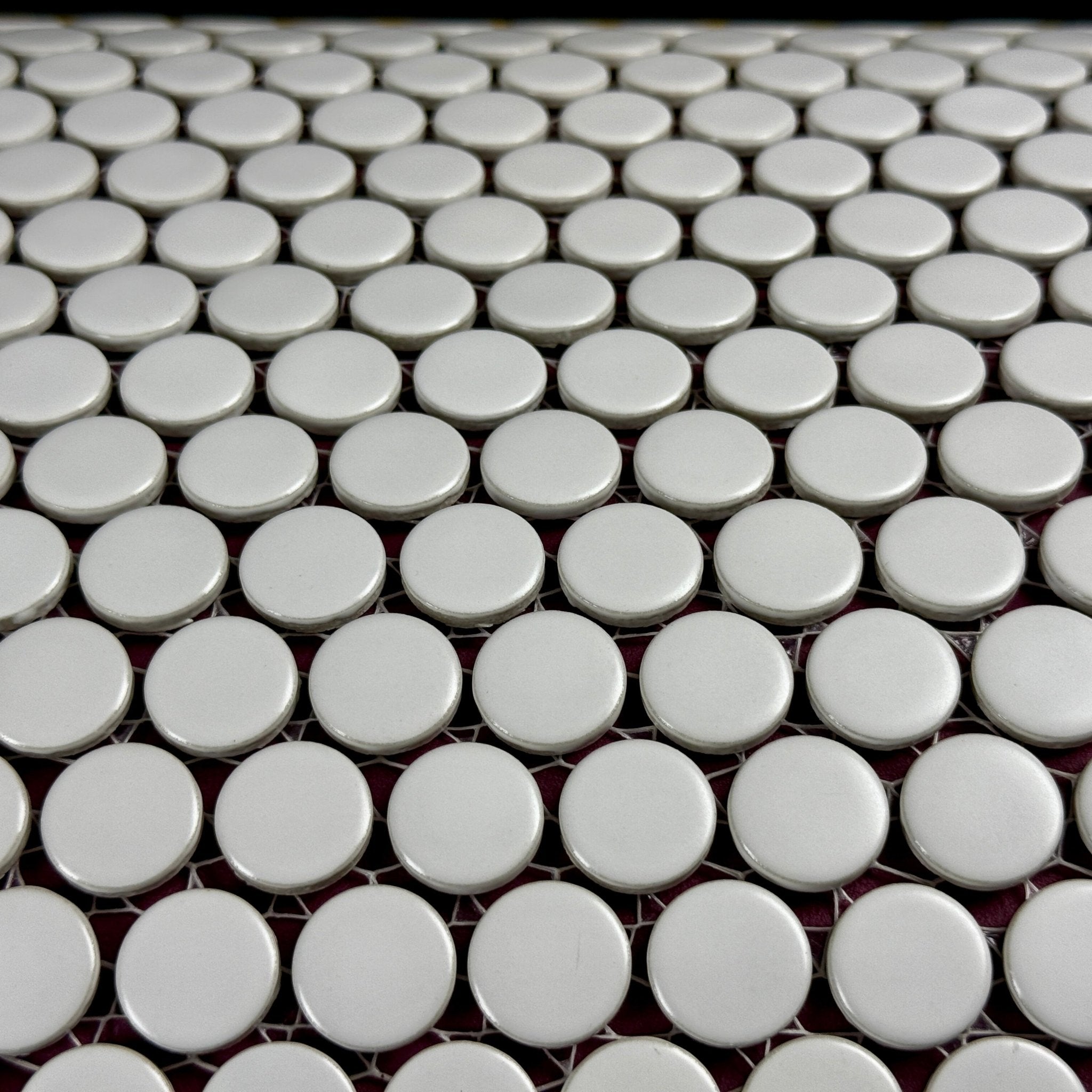 Japanese ceramic wall tiles Maru 19mm in Chalk from Mittsu Japanese Tiles