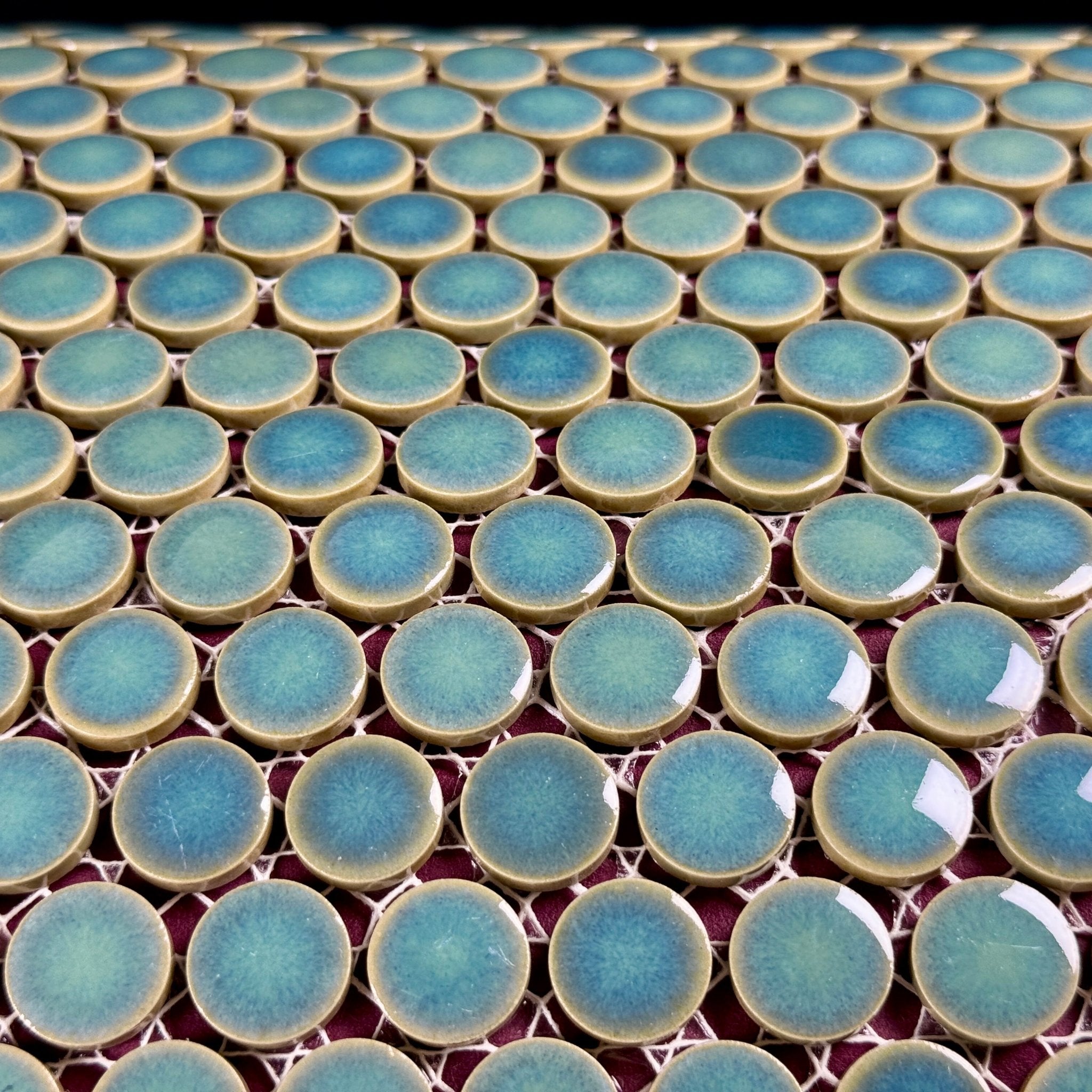 Japanese ceramic wall tiles Maru 19mm in Calypso from Mittsu Japanese Tiles