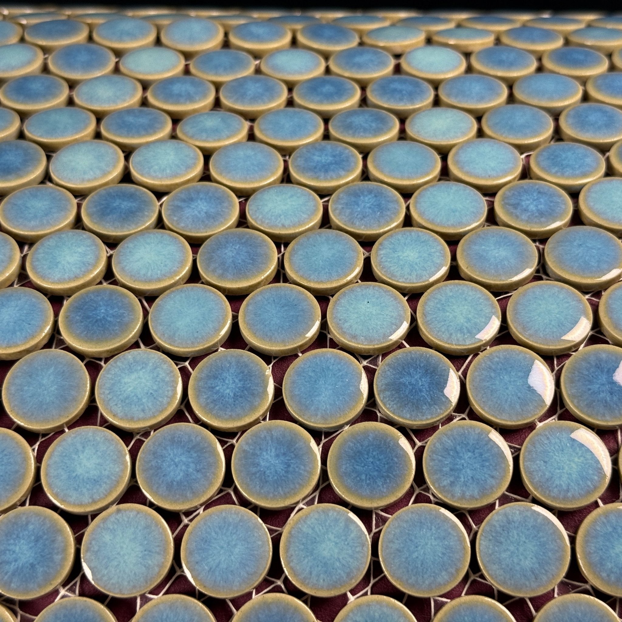 Japanese ceramic wall tiles Maru 19mm in Lake from Mittsu Japanese Tiles