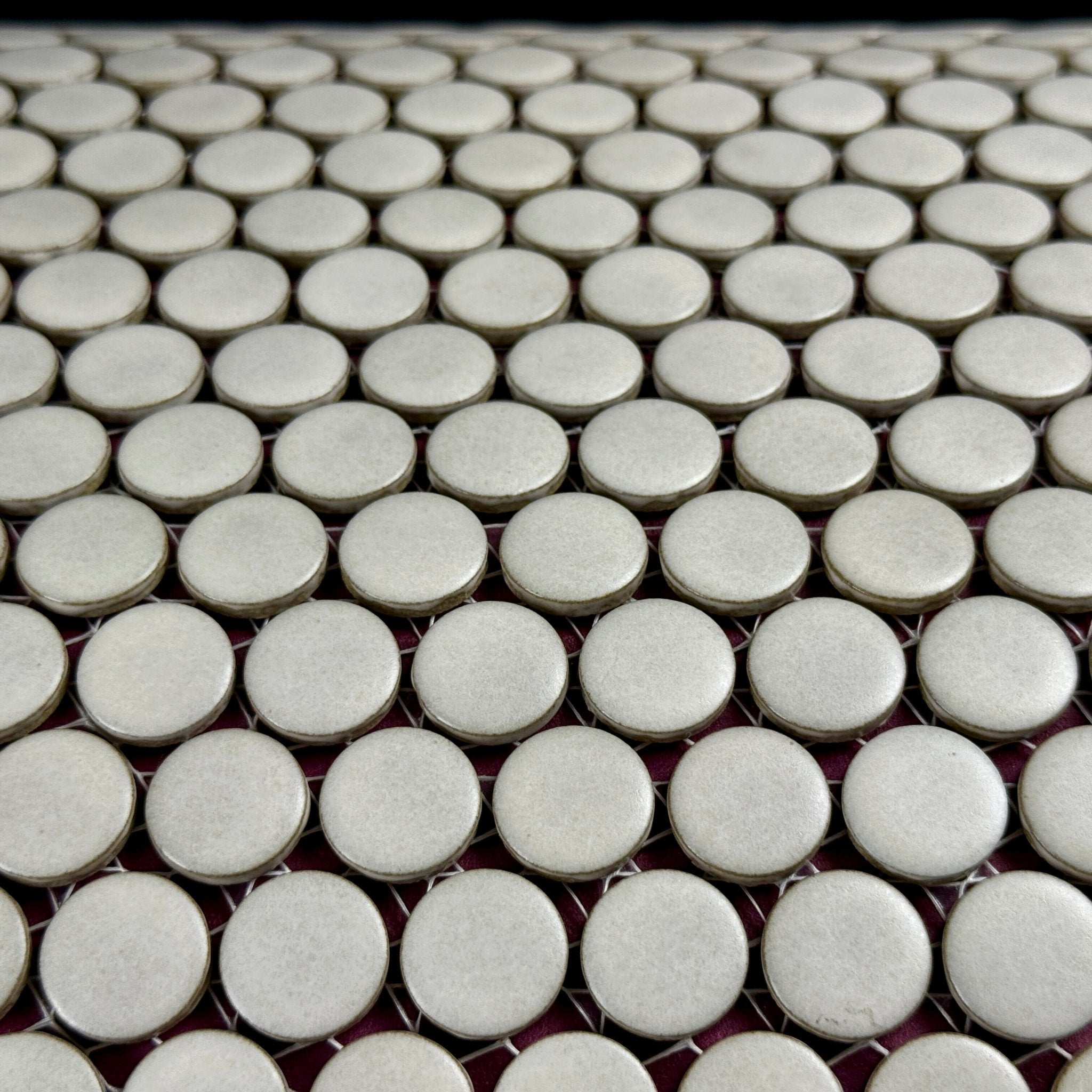 Japanese ceramic wall tiles Maru 19mm in Cotton from Mittsu Japanese Tiles