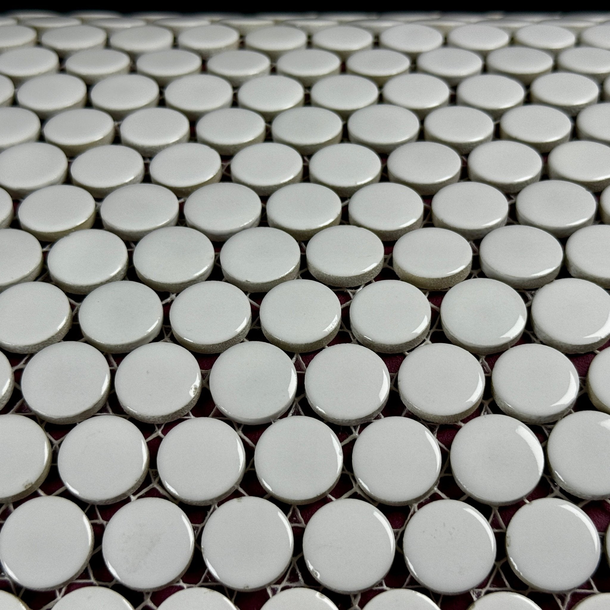 Japanese ceramic wall tiles Maru 19mm in Gloss White from Mittsu Japanese Tiles