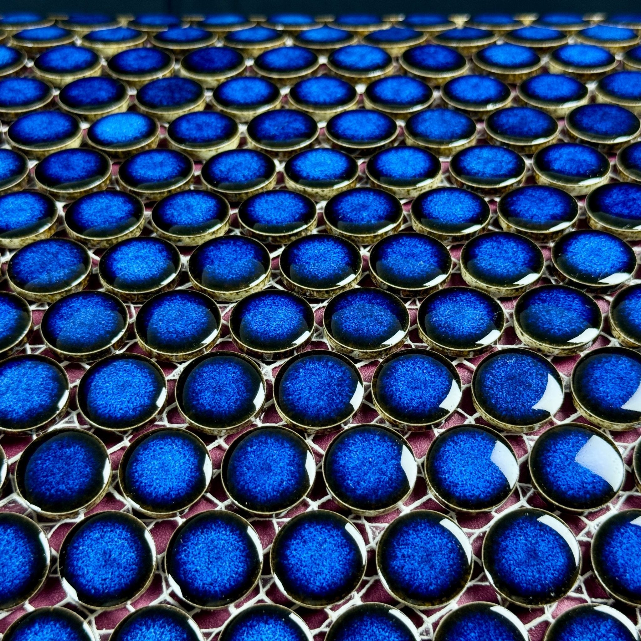 Japanese ceramic wall tiles Maru 19mm in Blue Hole from Mittsu Japanese Tiles