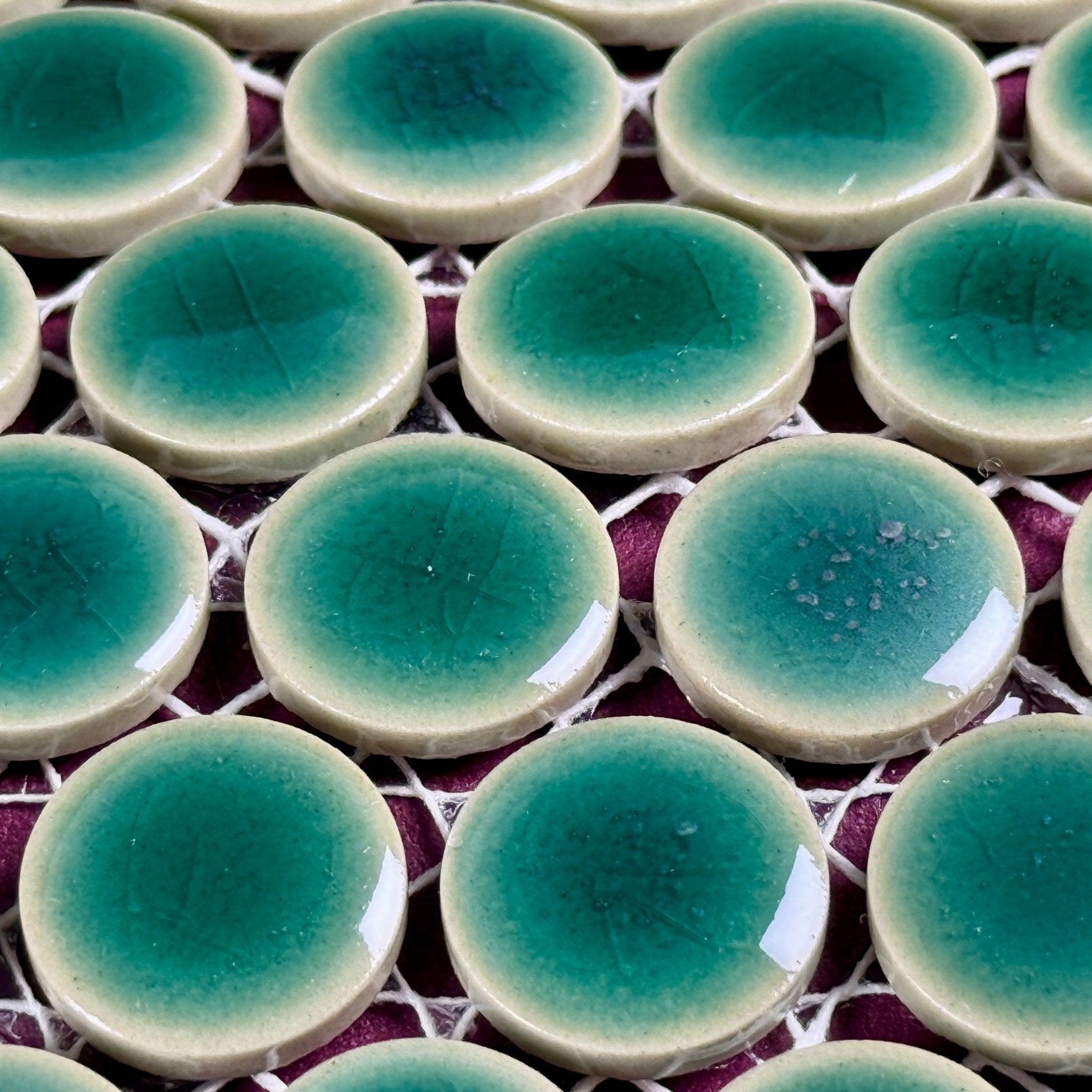 Japanese ceramic wall tiles Maru 19mm in Blue Hole from Mittsu Japanese Tiles