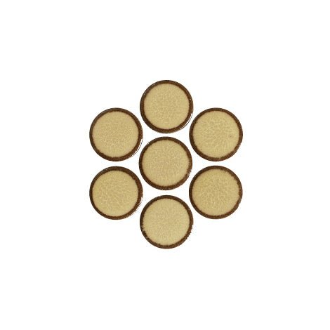 Japanese ceramic wall tiles Maru 19mm in Crème Brûlée from Mittsu Japanese Tiles