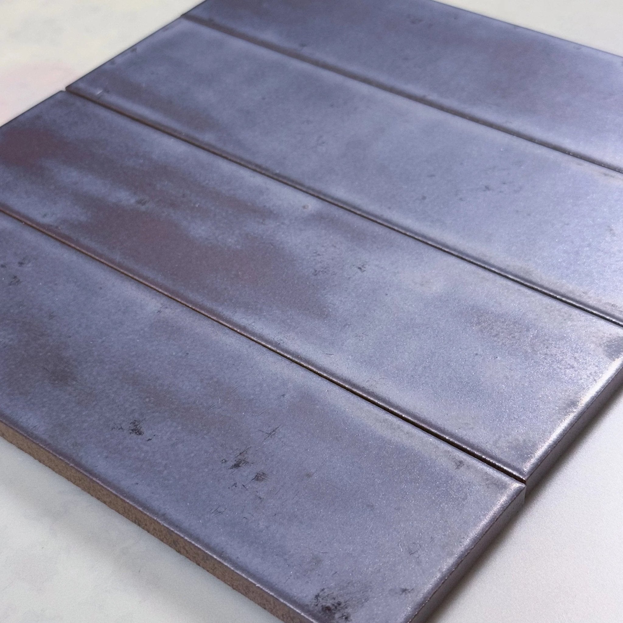 Japanese ceramic wall tiles Metal Brick in Silver from Mittsu Japanese Tiles