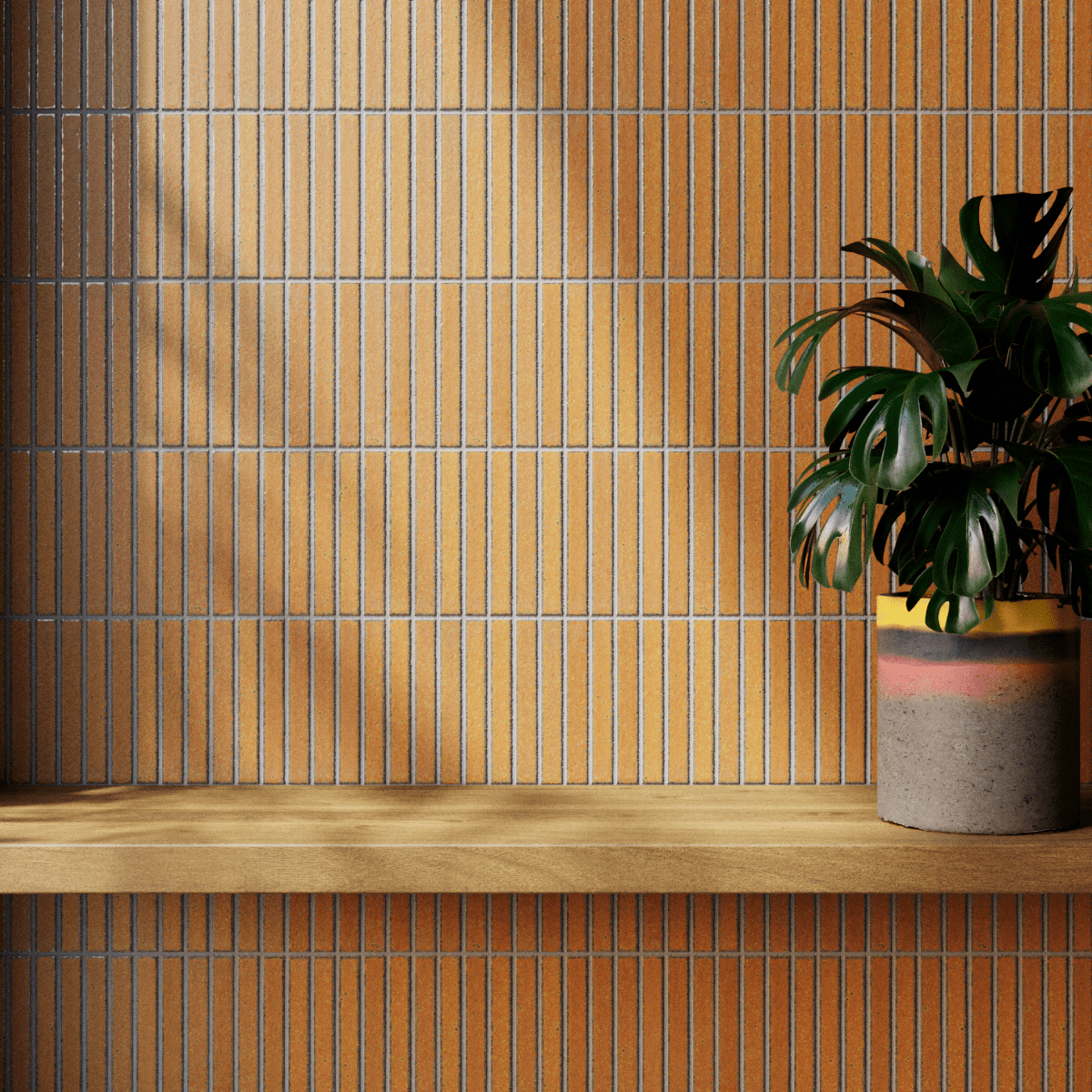 Japanese ceramic wall tiles Kaji Border - Japanese Porcelain Wall Tile (UAE) in Autumn Leaves from Mittsu Japanese Tiles