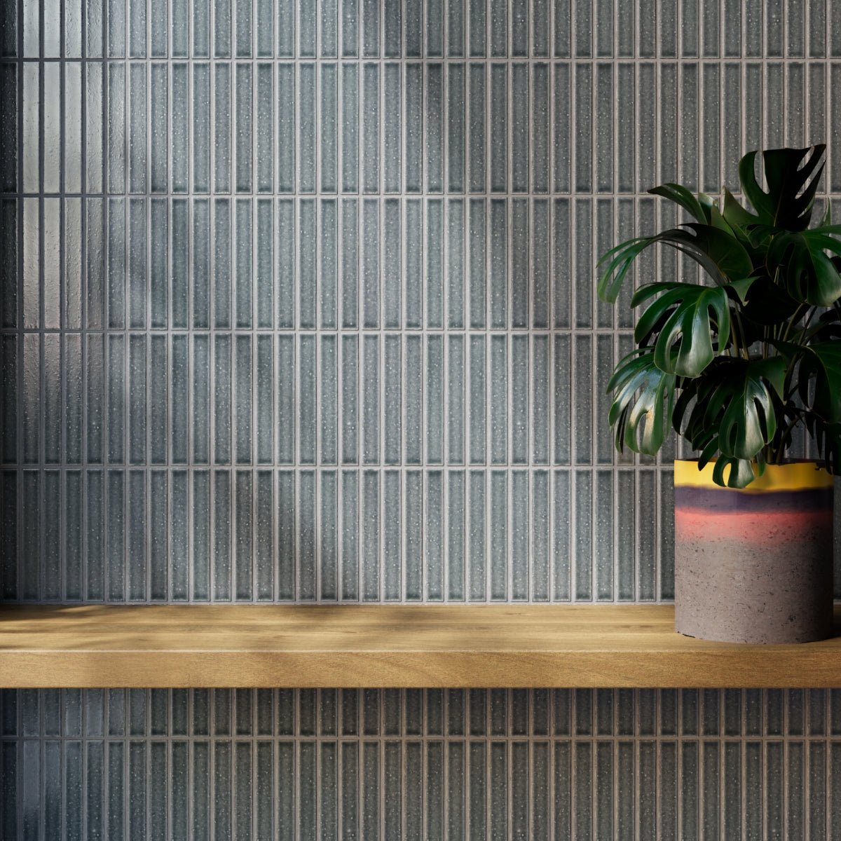 Japanese ceramic wall tiles Kaji Border - Japanese Porcelain Wall Tile (UAE) in Crystal Grey from Mittsu Japanese Tiles