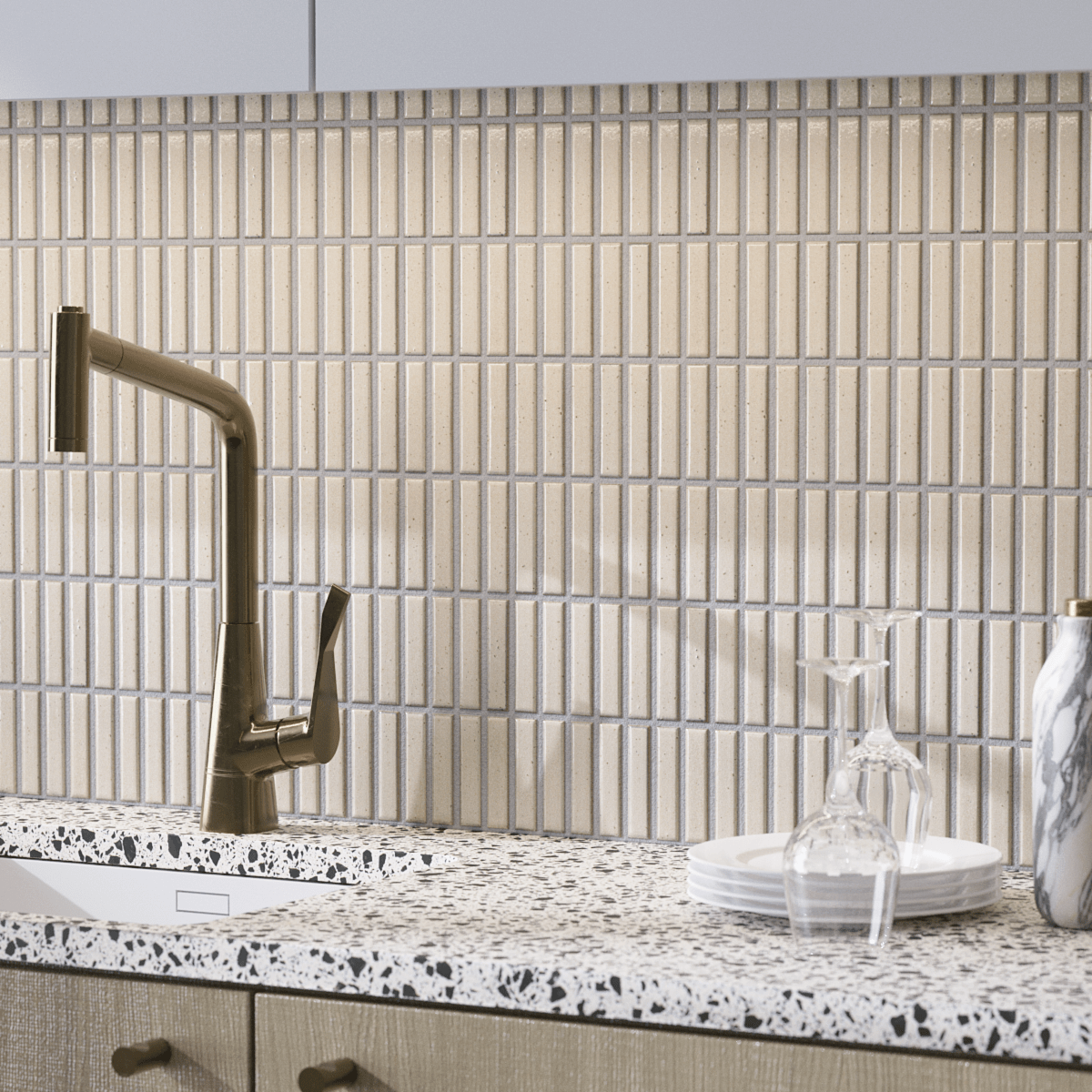 Japanese ceramic wall tiles Kogarana - Japanese Porcelain Wall Tile (UAE) in Oyster Frost from Mittsu Japanese Tiles