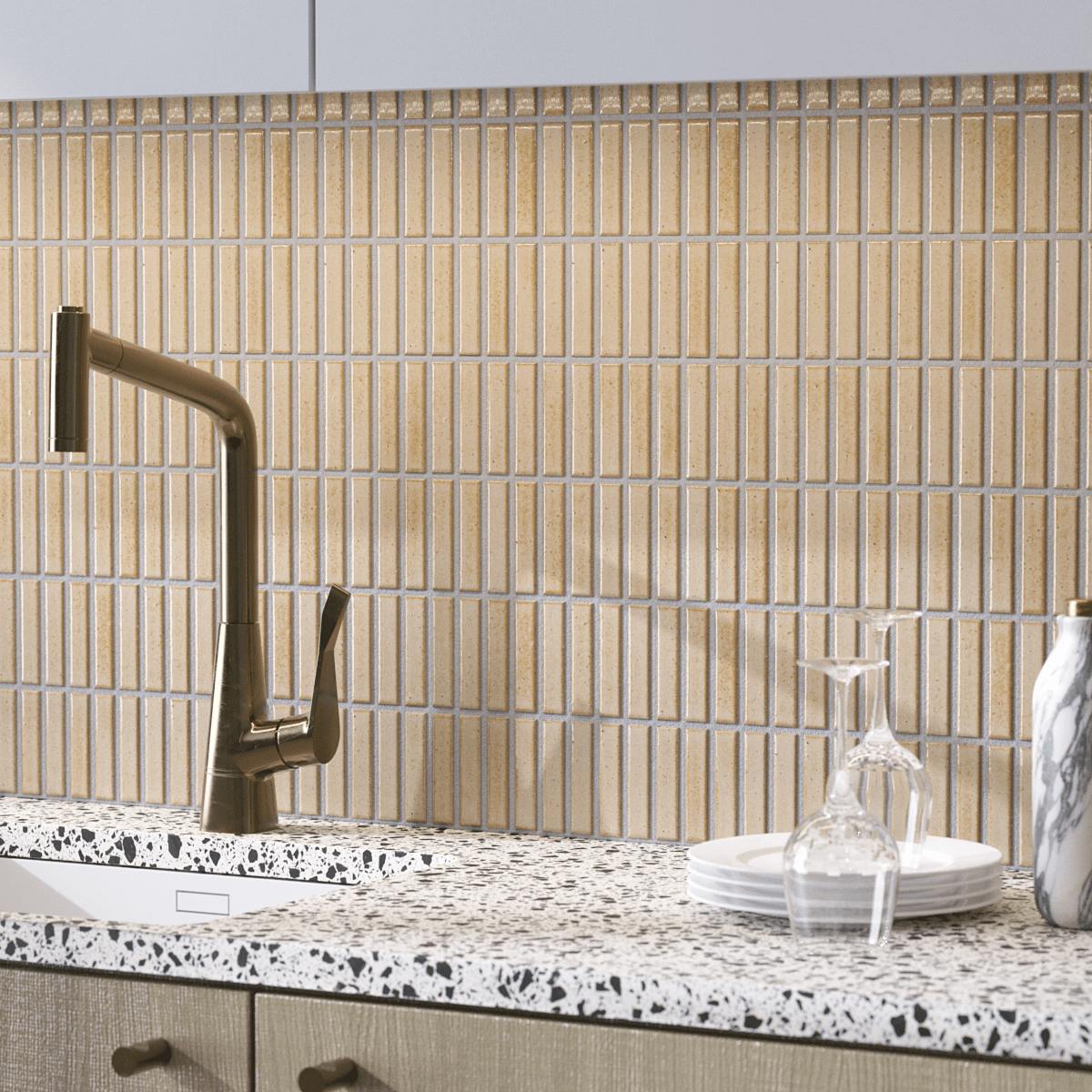 Japanese ceramic wall tiles Kogarana - Japanese Porcelain Wall Tile (UAE) in Drifted Sand from Mittsu Japanese Tiles