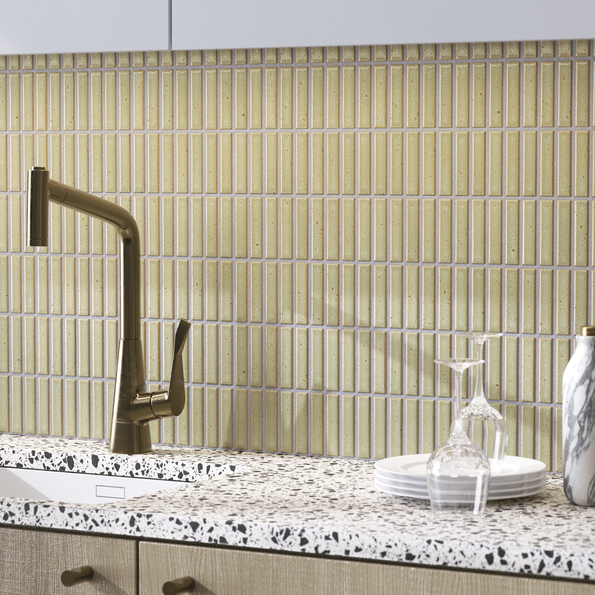Japanese ceramic wall tiles Kogarana - Japanese Porcelain Wall Tile (UAE) in Matcha Foam from Mittsu Japanese Tiles