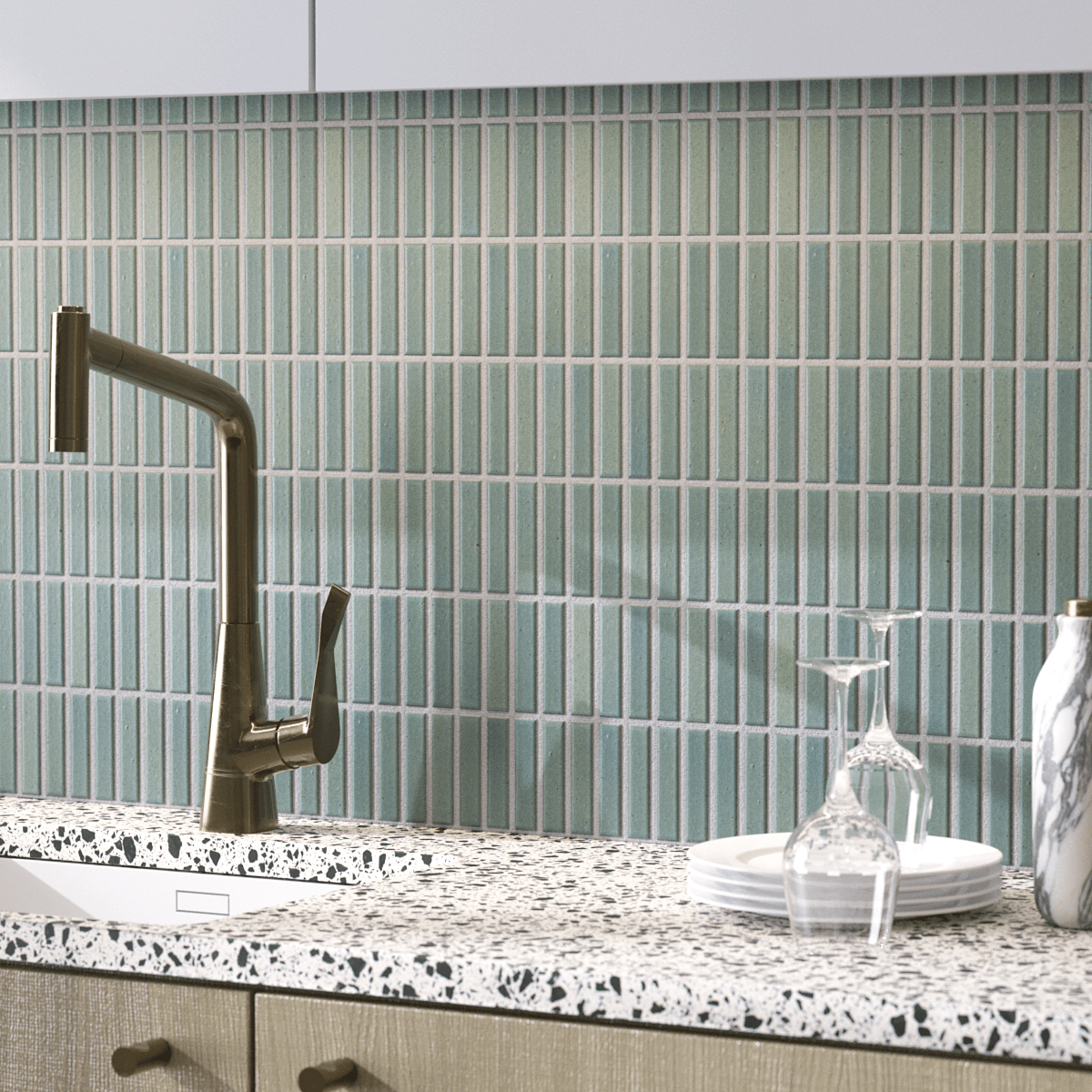 Japanese ceramic wall tiles Kogarana - Japanese Porcelain Wall Tile (UAE) in Nebelung Blue from Mittsu Japanese Tiles